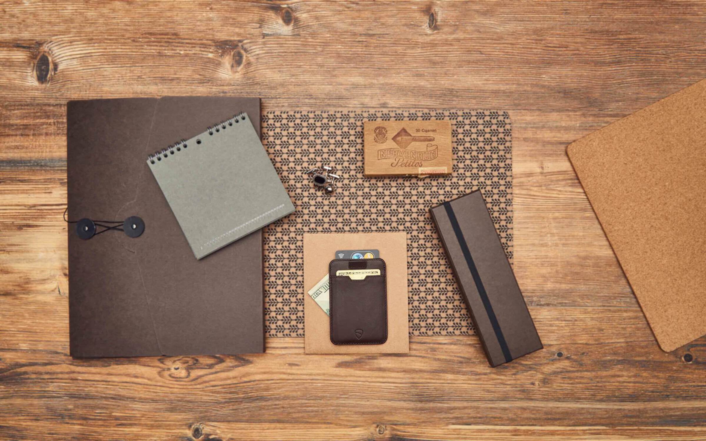 Vaultskin Mens RFID Blocking Slim Leather Card Wallet - Minimalist Front Pocket Cardholder in Carbon Black - Image 3