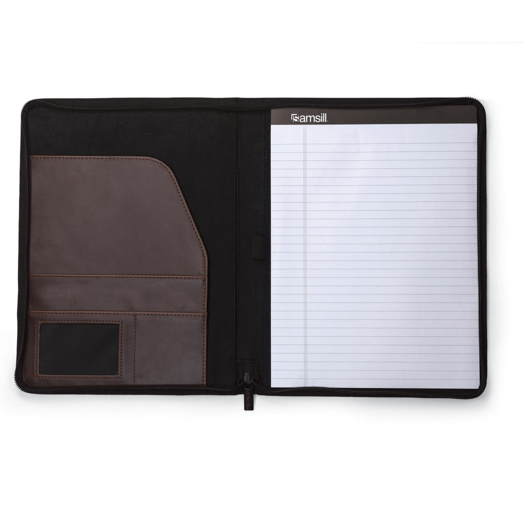Samsill Vintage Hardback Zipper Padfolio, 8.5"x11" Writing Pad Included, Dark Brown - Image 2