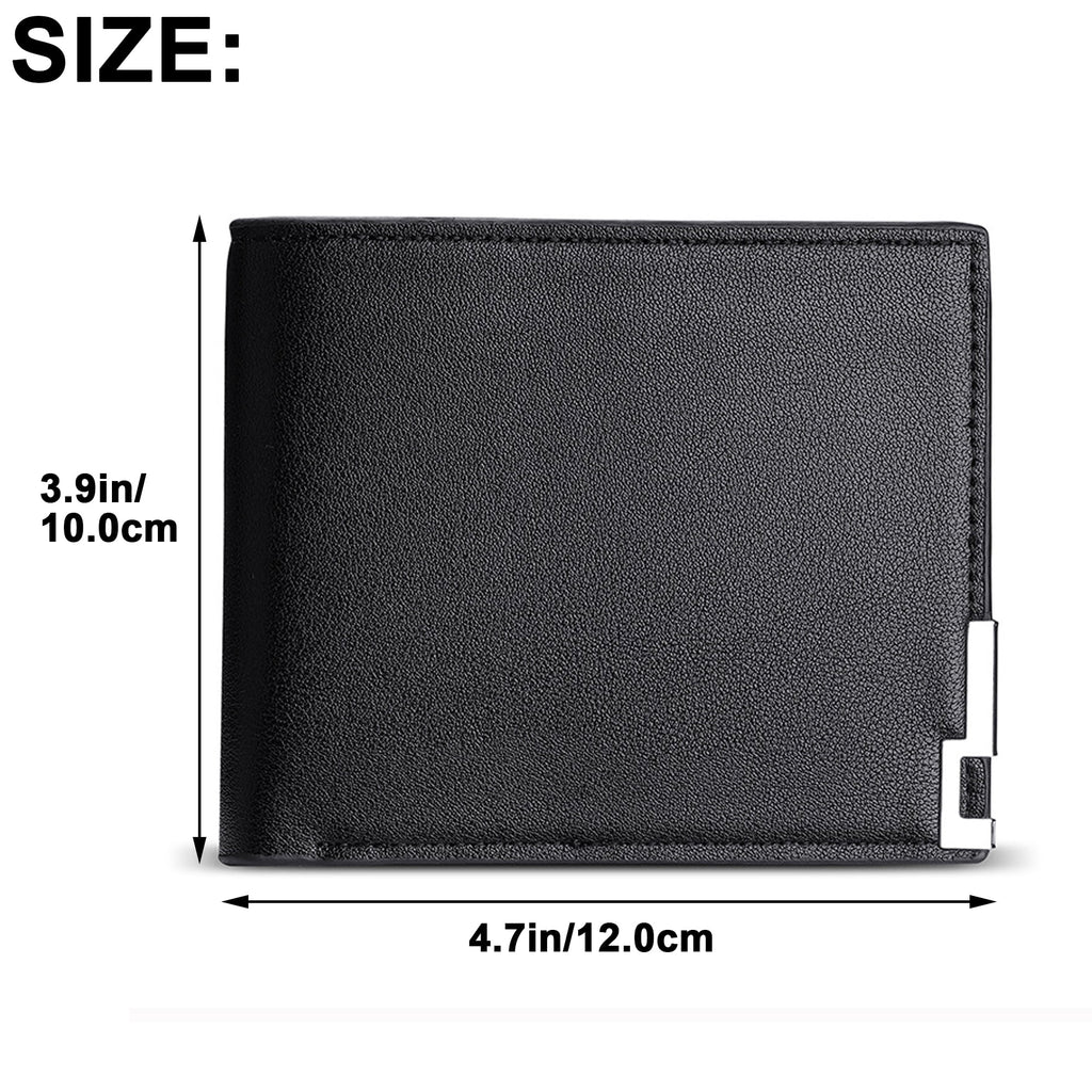 Mens Wallet Genuine Leather Slim Bifold Wallets For Men Simple RFID Front Pocket One Zippered Coin Pocket with 1 ID WindowBlack - Image 5