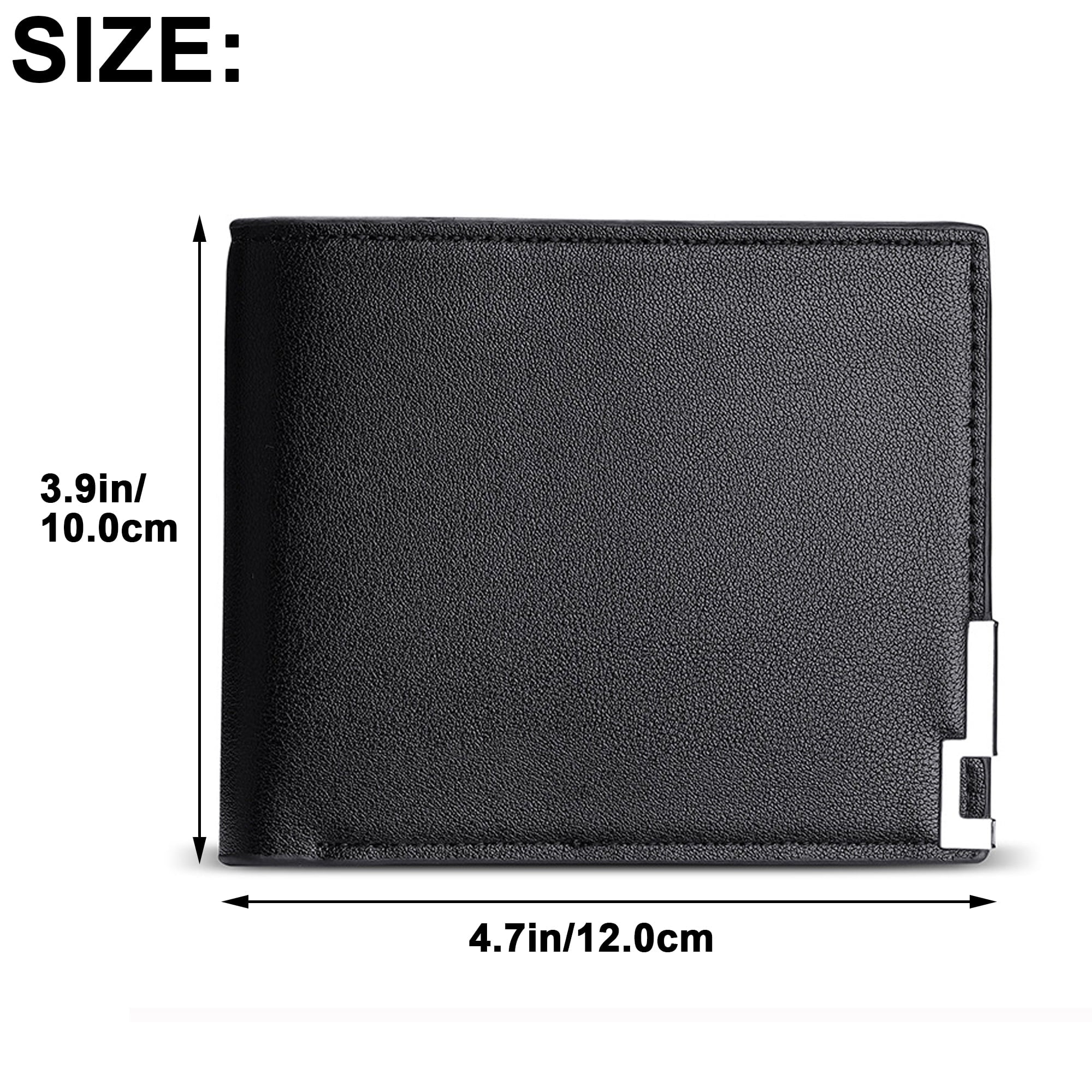 Mens Wallet Genuine Leather Slim Bifold Wallets For Men Simple RFID Front Pocket One Zippered Coin Pocket with 1 ID WindowBlack - Image 5