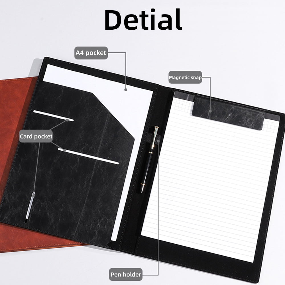 Leather Padfolio Portfolio, Interview and Legal Document Organizer with Business Card Holder and Letter-Sized Writing... - Image 5