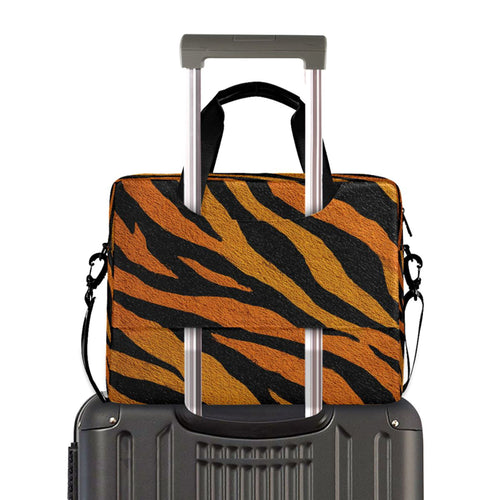16" , Detachable Anti-Slip Shoulder Strap, Multi-Compartment Work Travel Bag Bright Amber Tiger Stripes - Image 2