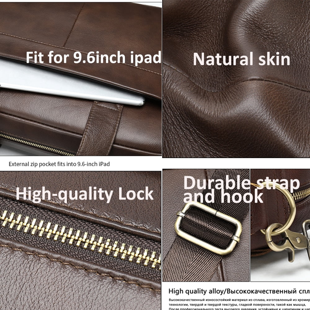 Men's Bag Genuine Leather Men Briefcase for Laptop 14 Inch Messenger Men's Leather Bag Business Portfolio for Documen... - Image 4
