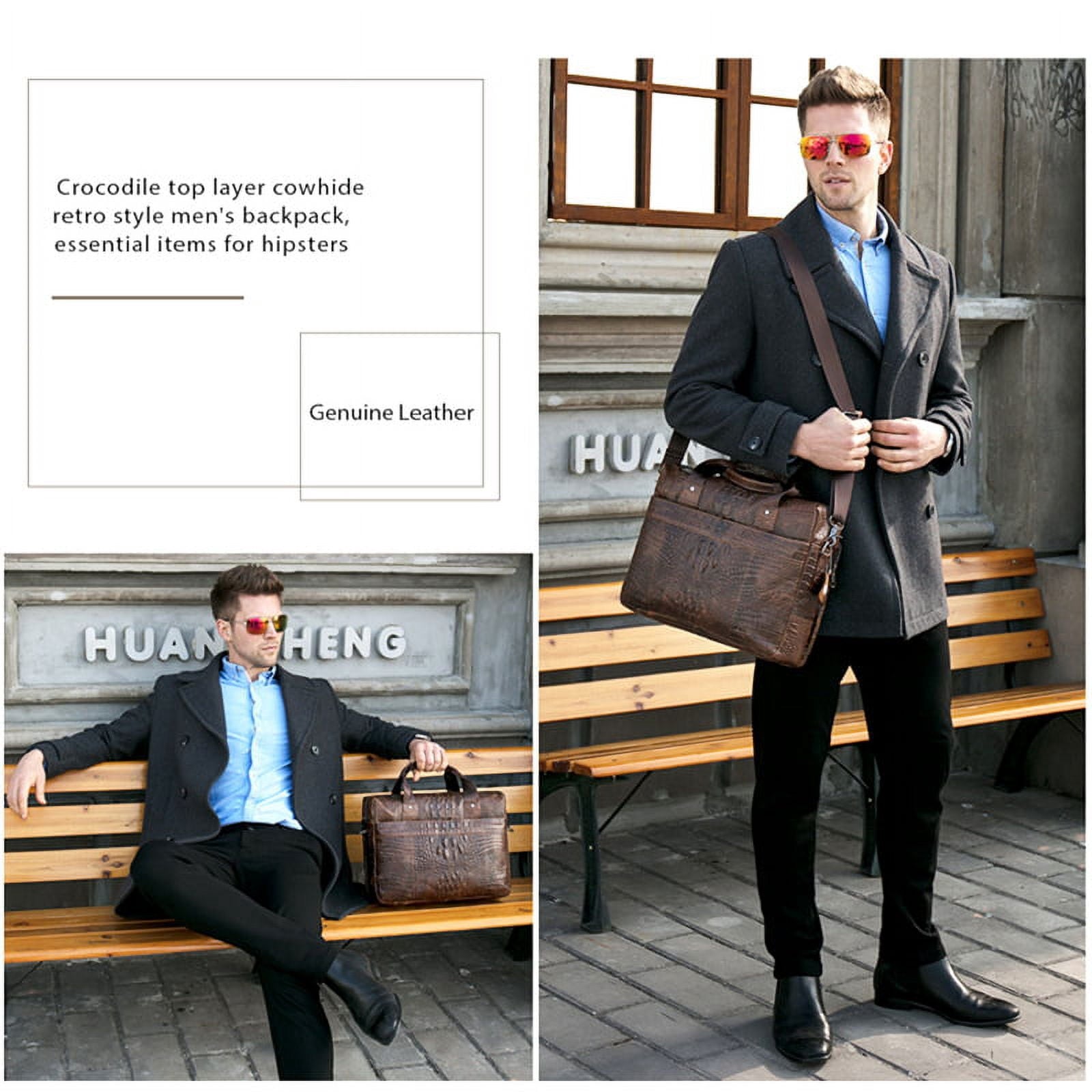 Men's Bag Genuine Leather Briefcase Bag for Men Laptop Bag Messenger Leather Bag Business Bag Document Bag Handbag - Image 3