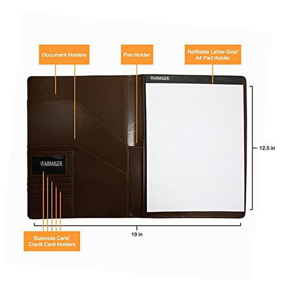 12” x 9” x 1” Chestnut Brown Bonded Leather Portfolio Padfolio - Image 3