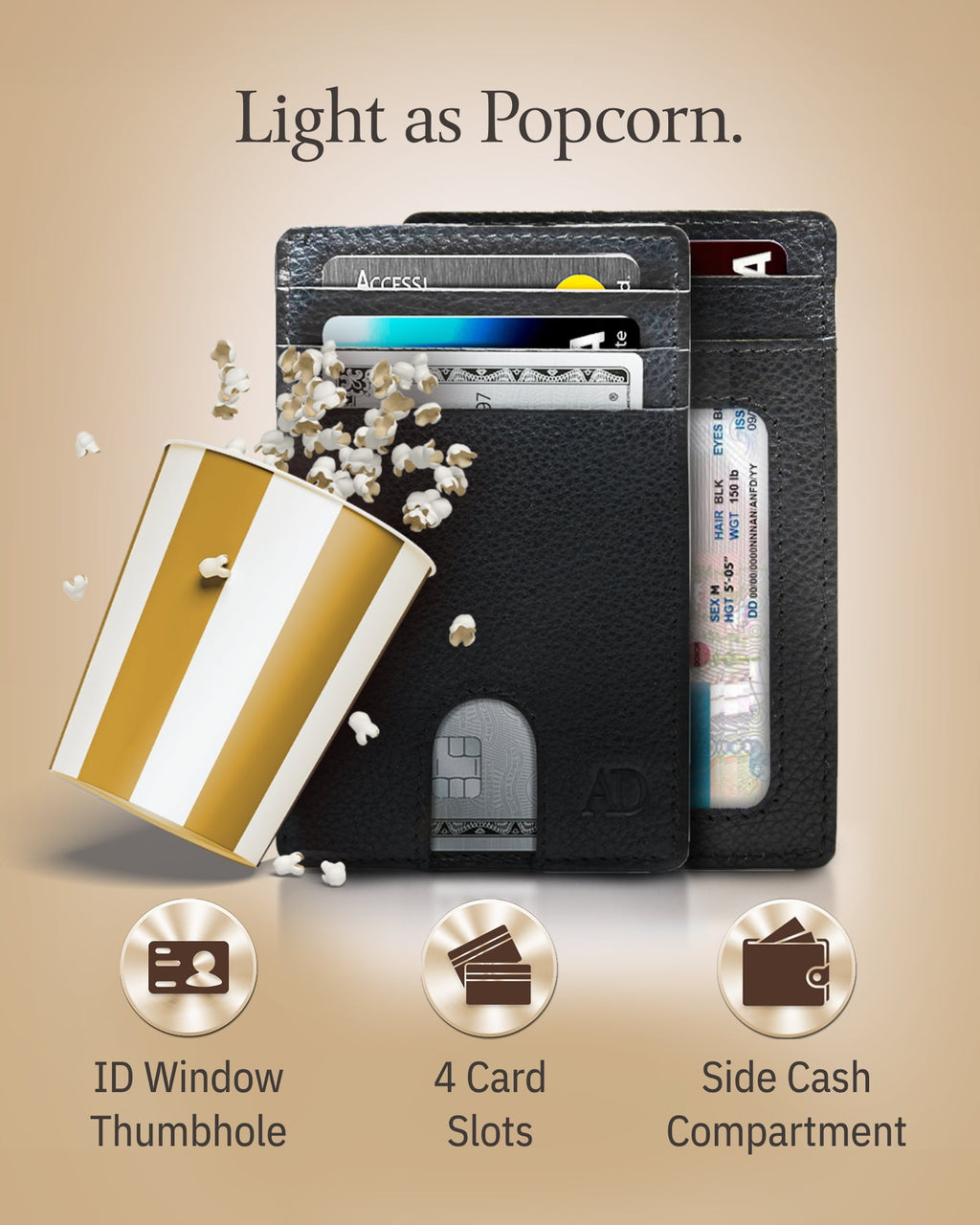 Slim Minimalist Front Pocket Wallets For Men & Women - Genuine Leather Credit Card Holder W/ Thumbhole RFID Wallet Wi... - Image 2