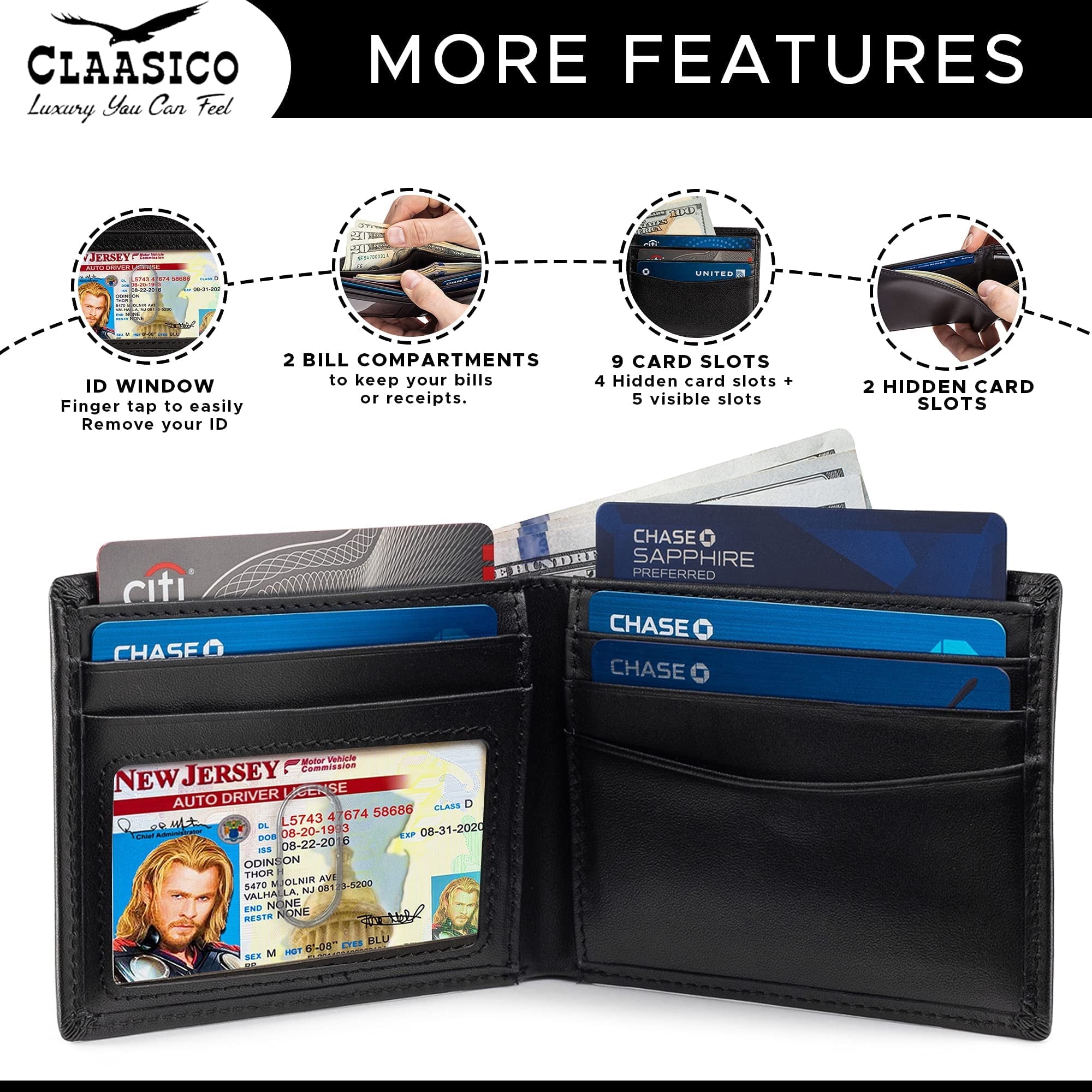 Slim Bifold RFID Bloking Wallet For Men Genuine Leather Packed In Stylish Gift Box - Image 2