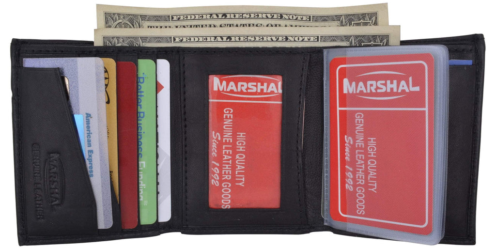 Mens Soft Leather Trifold Wallet with Vertical Card Slots and ID Window 1855 - Image 4