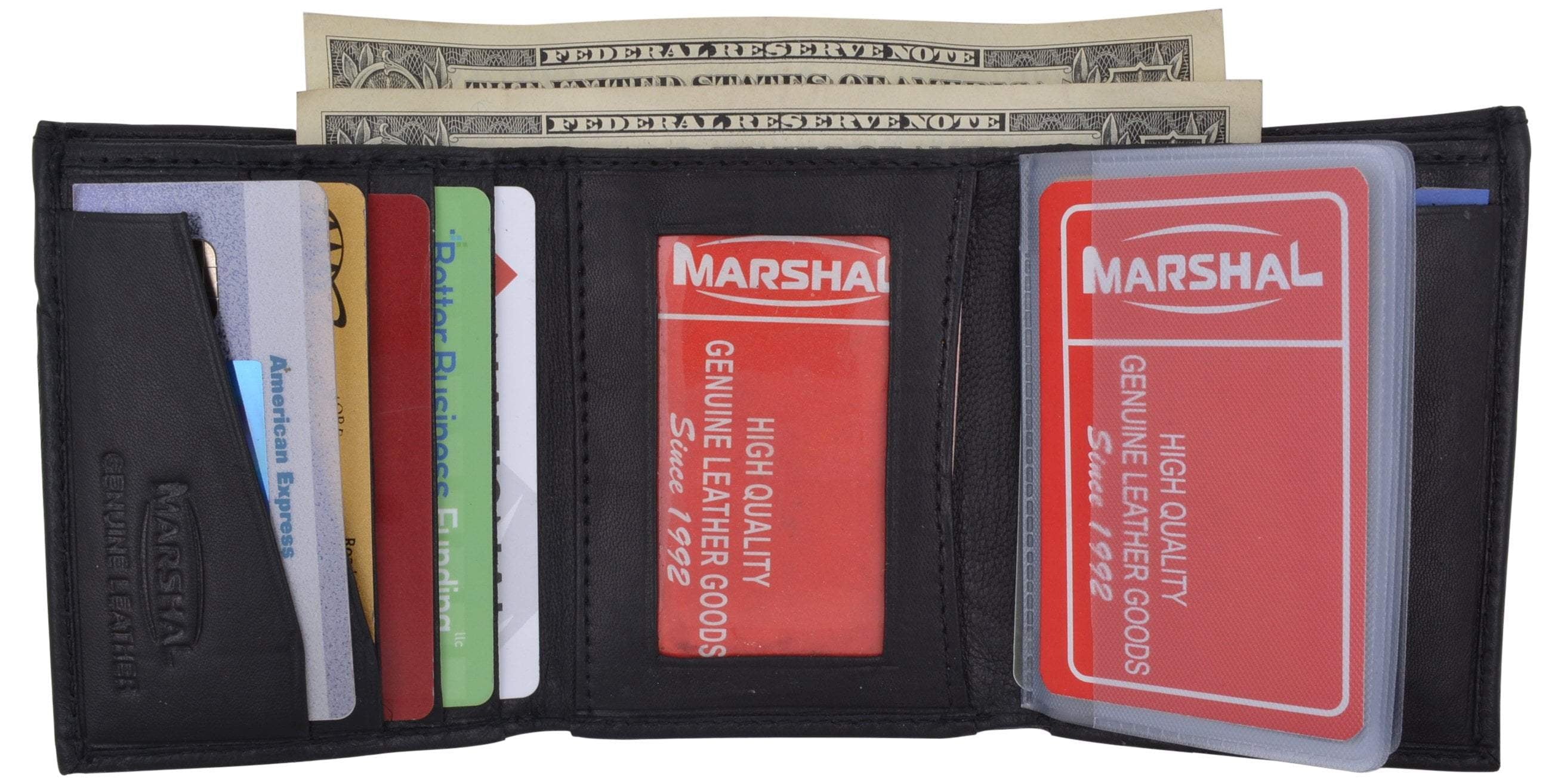 Mens Soft Leather Trifold Wallet with Vertical Card Slots and ID Window 1855 - Image 4