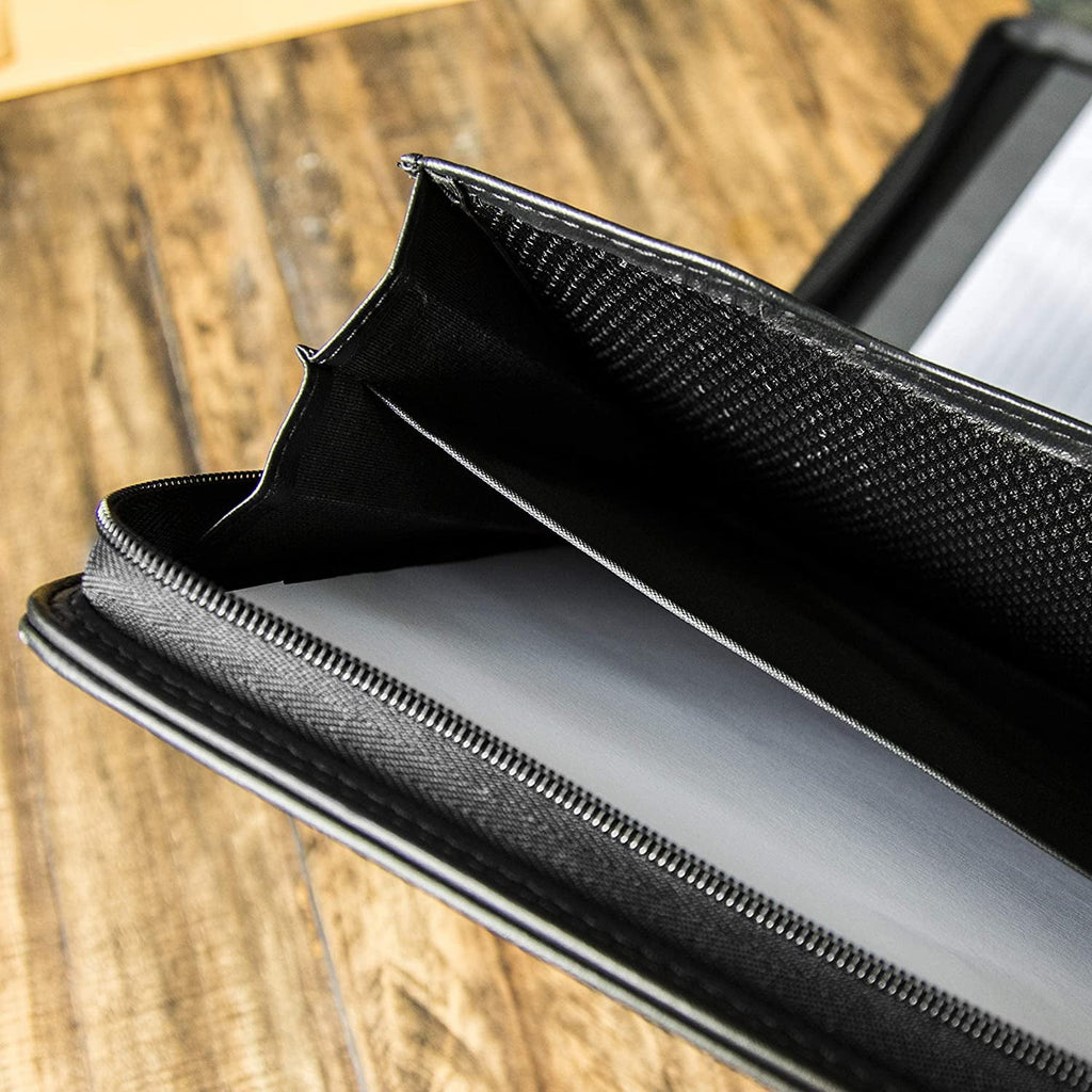 Cossini Black  Vegan Leather Business Portfolio with Zipper  Padfolio All-in-One - Image 5