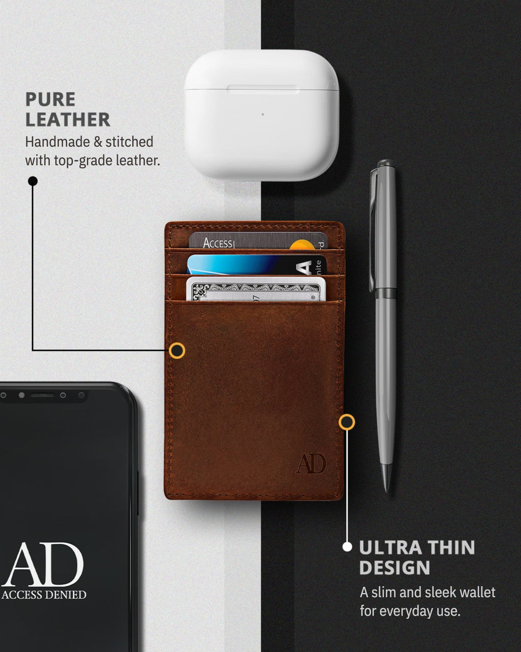 Slim Minimalist Wallets For Men & Women - Genuine Leather Credit Card Holder Front Pocket RFID Blocking Wallet With Gift Box - Image 5