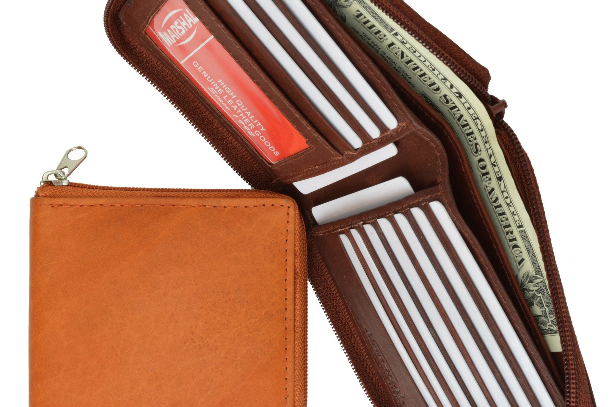 RFID Blocking Mens Leather Zippered Wallet RFID (C) - Image 4