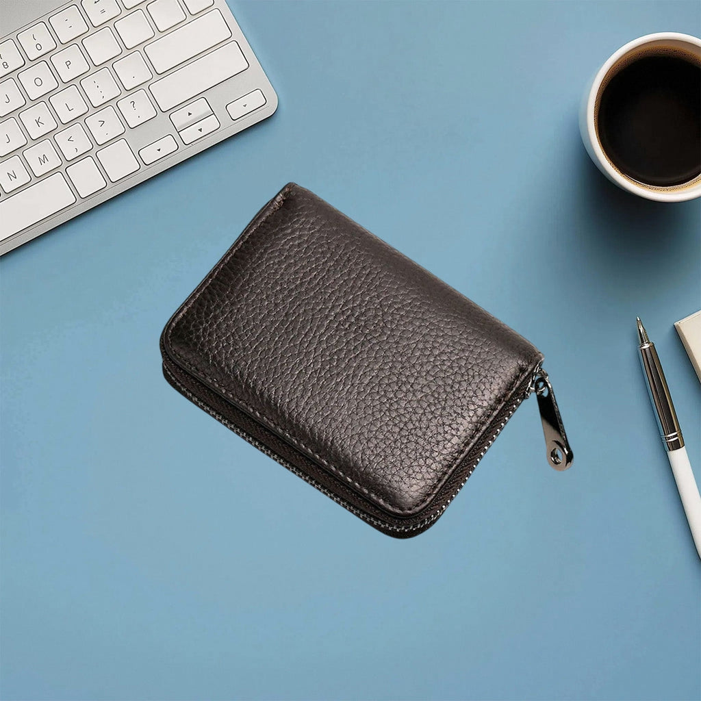 Premium Slim RFID Blocking Leather Card Holder - Multiple Slot Wallet for Men & Women - Secure Zipper Closure Credit Card Organizer - Image 4