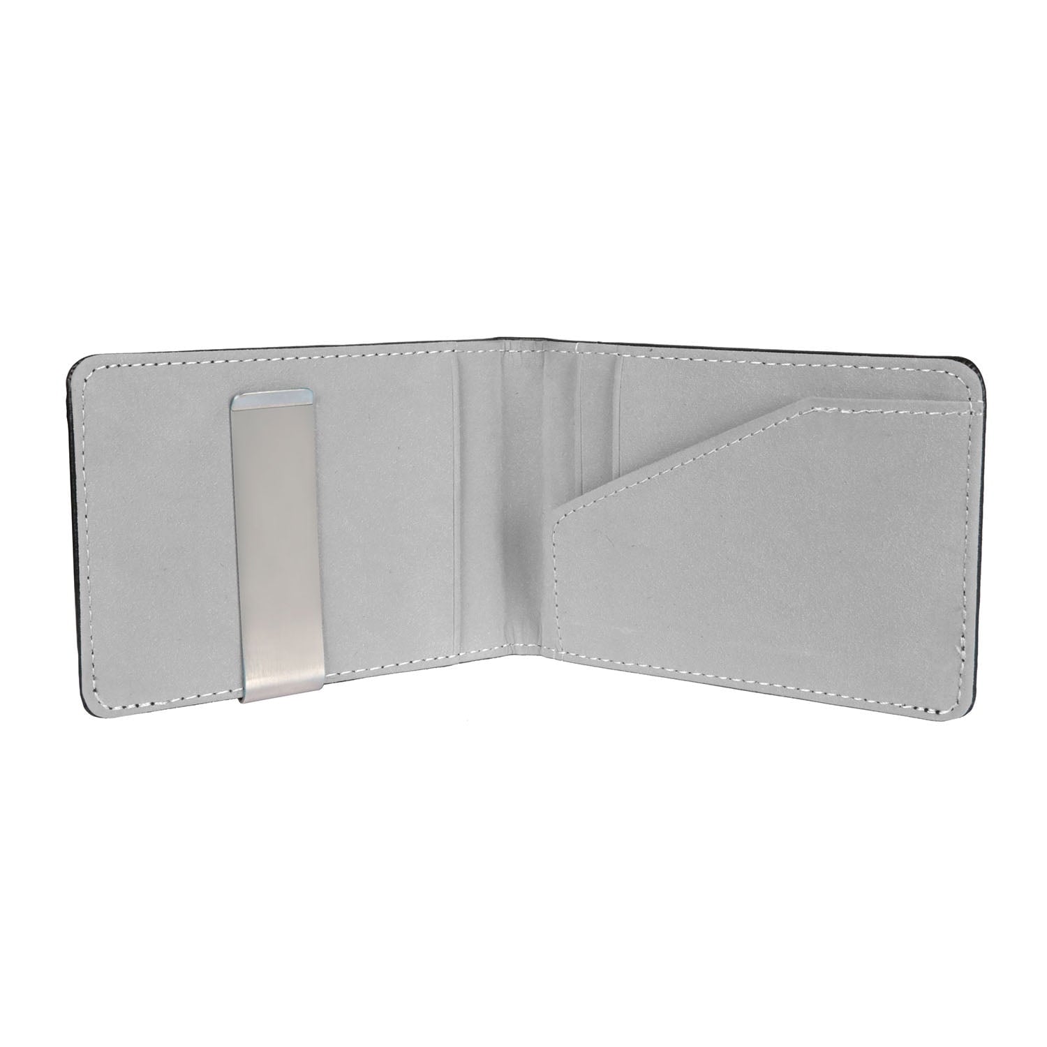 Men’s Bifold Synthetic Leather ID Wallet with Money Clip - Grey Liner - Image 4