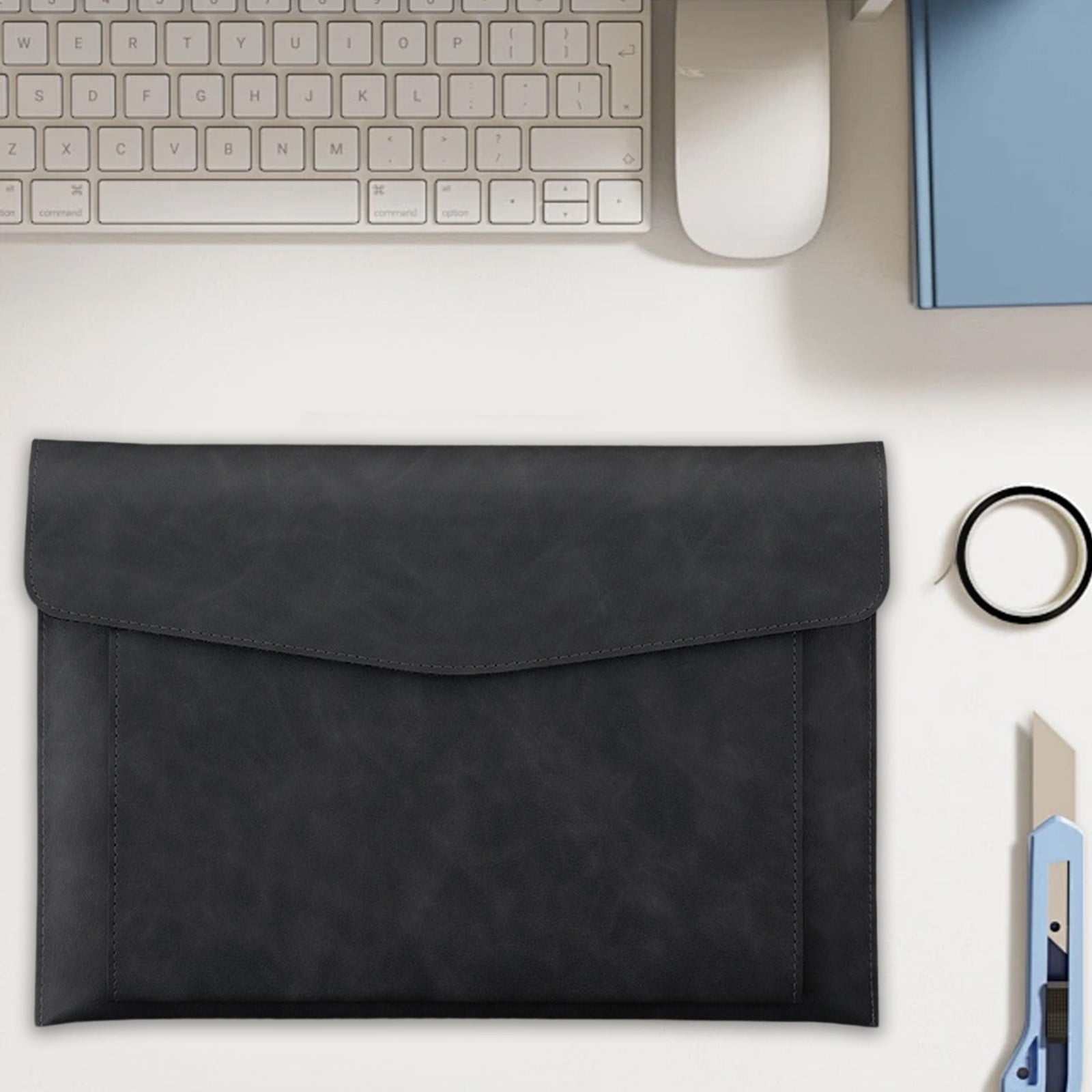 Magnetic Lock Leather File Bag A4 Paper File Bag Folder Bag Data Business Easy Briefcase Bag - Image 4