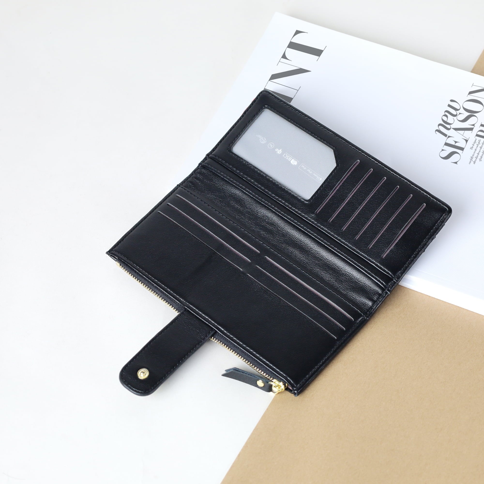 Wallets for Women, Slim Bifold Leather Credit Card Holder, Ladies RFID Blocking Long Wallet with Zipper Coin Pocket a... - Image 3