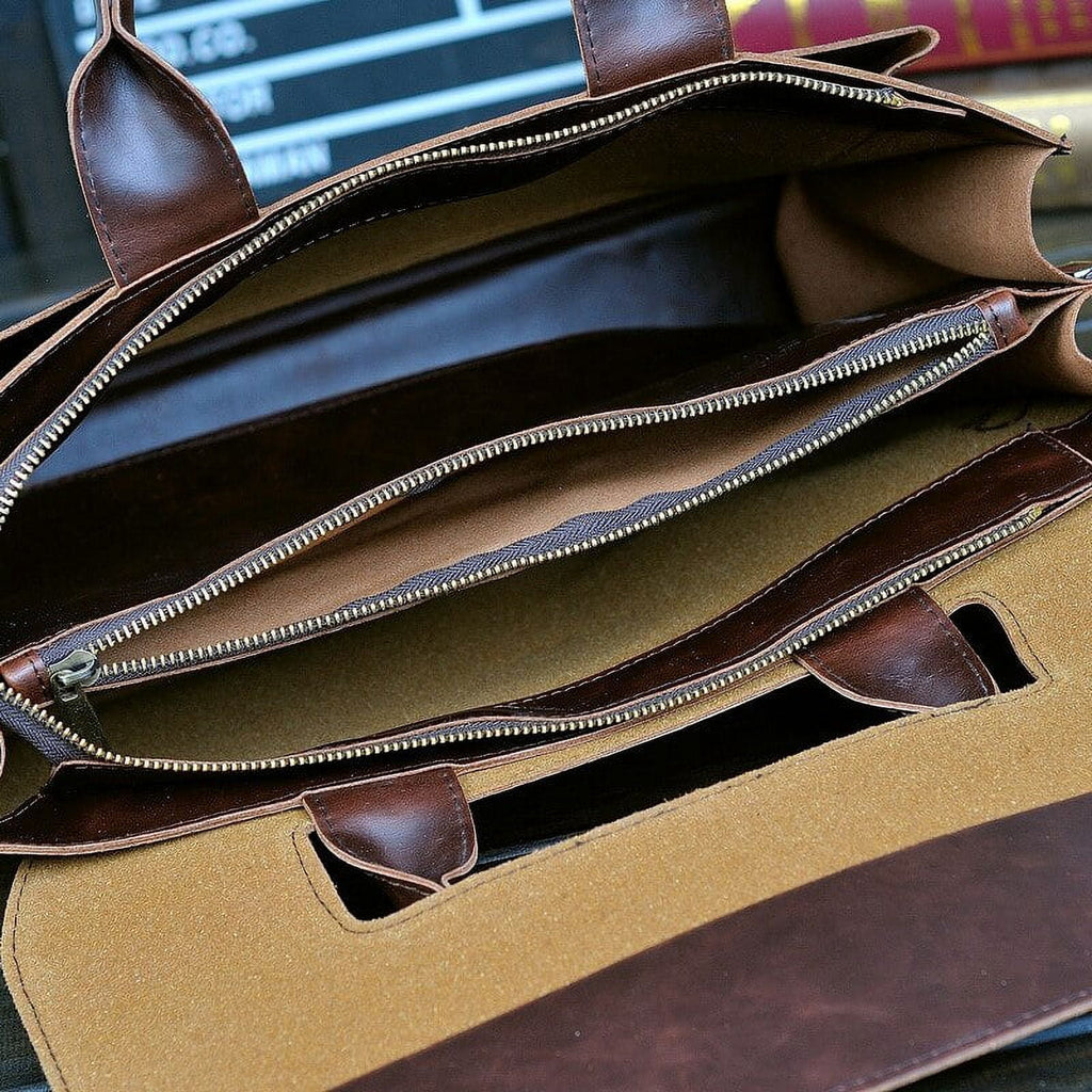 Retro Men's Briefcase Crazy Horse Leather Laptop Handbag Business Men Messenger Bags Leather Laptop travel Bag aktentas bolsos - Image 5