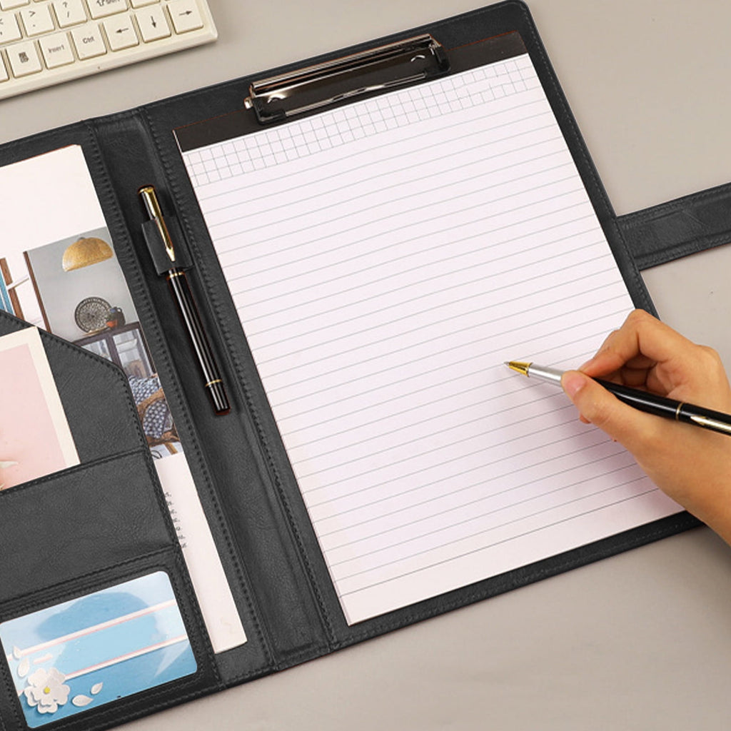 Under $5 Padfolio with Clipboard, Faux Leather Portfolio Folder Binder, Legal Pad Holder for A4 Letter Size Notepad, ... - Image 6