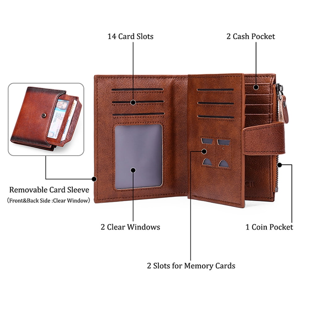 Minimalist Wallet for Men Leather RFID Blocking Coin Purse Bifold Card Holder - Image 3