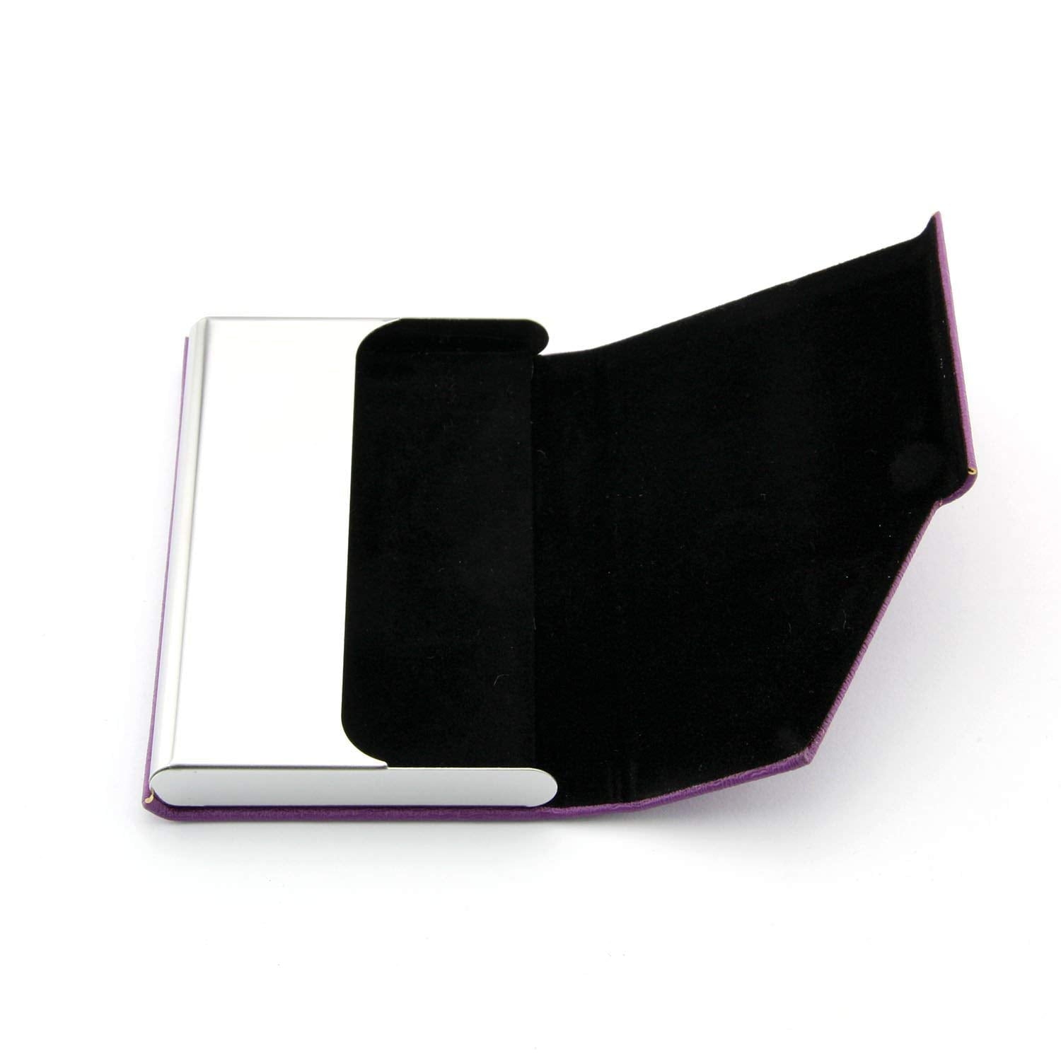 PU Leather Business Card Holder Case, Slim Metal ID and Credit Card Wallet, Pocket Card Organizer - Image 2