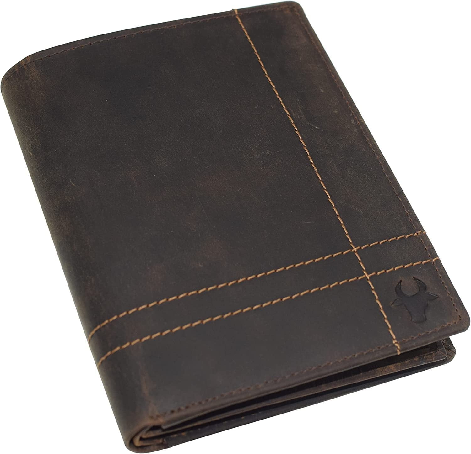 Men's Hipster Bifold RFID Blocking Vintage Leather Multi-Card ID Holder European Wallet for Men Brown Logo - Image 2