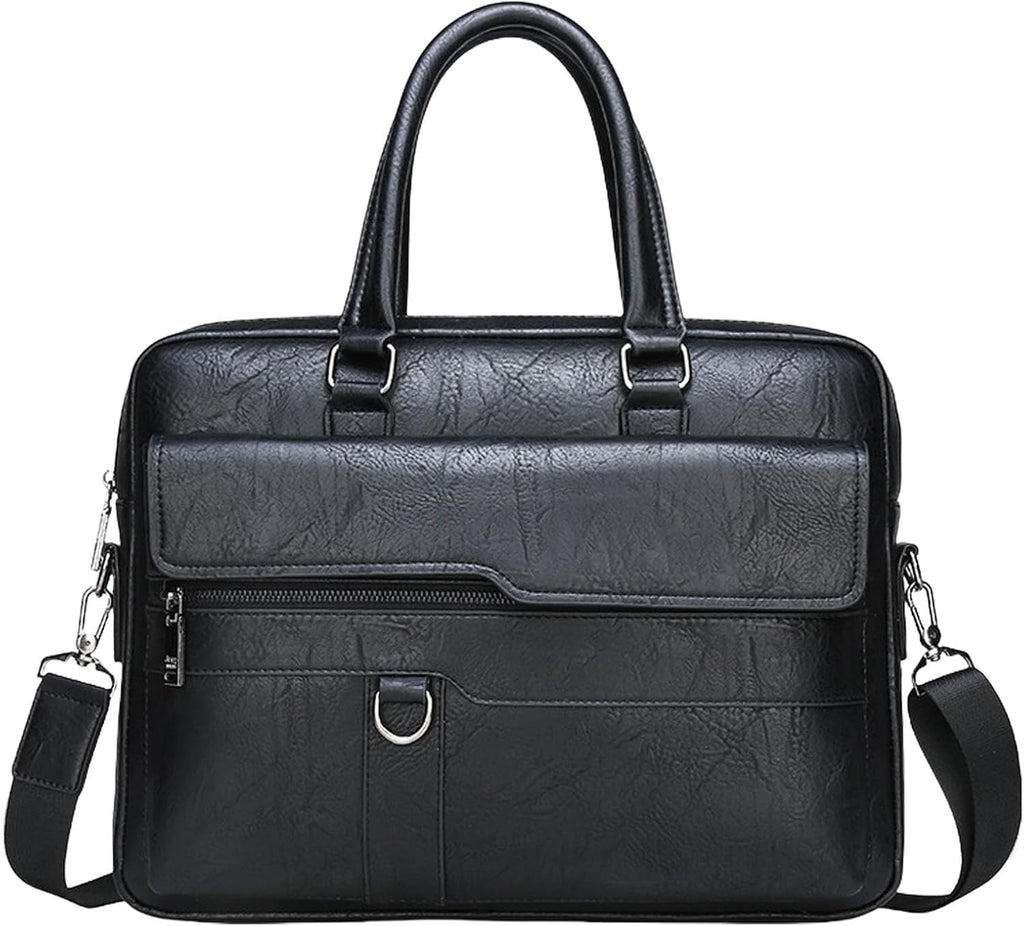 Classic Leather Handbag Briefcase for Men, Business Shoulder Messenger Bag Laptop Bag Attache Case, Fits 15.7 Inch La... - Image 2