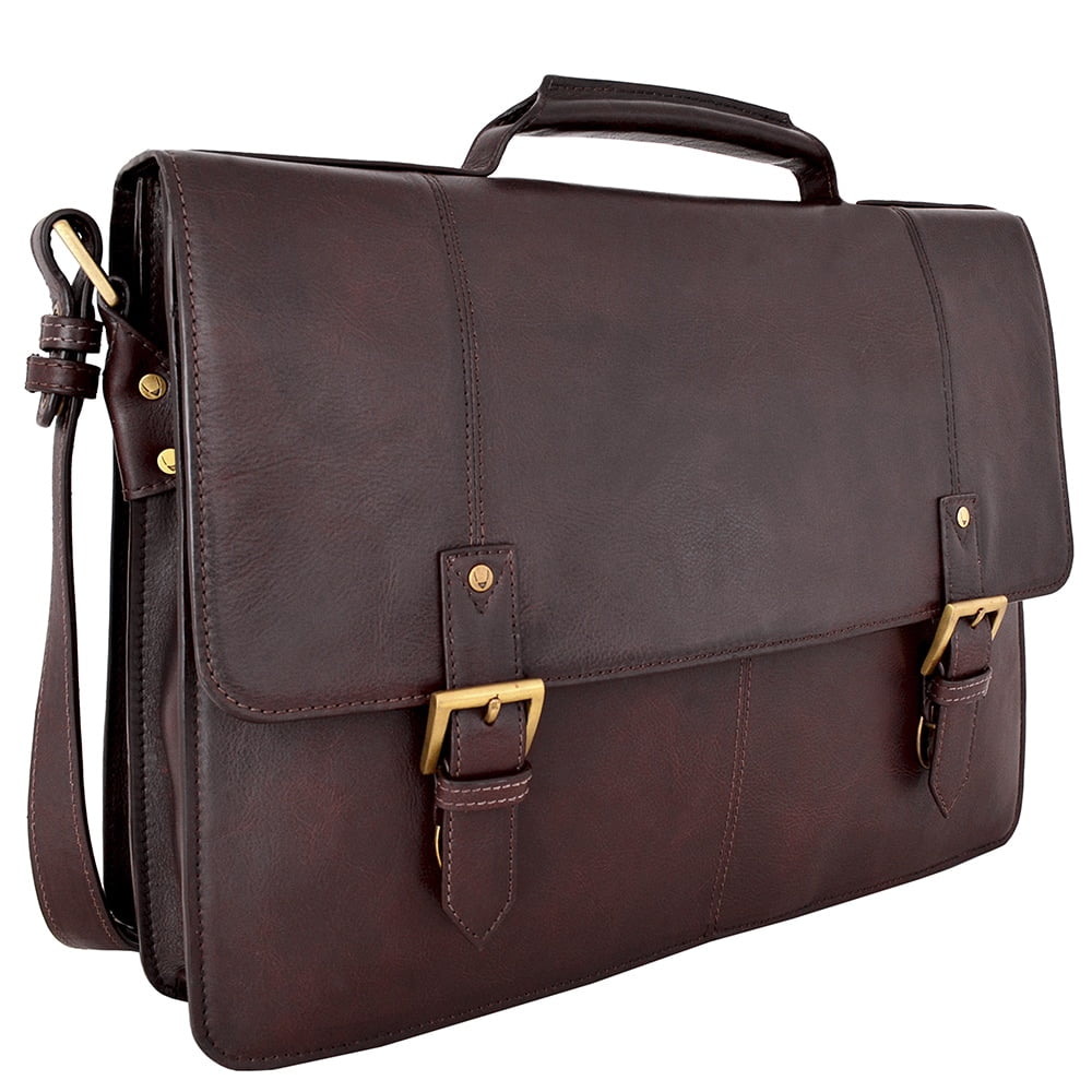Charles Leather Large Laptop Messenger Briefcase - Image 3