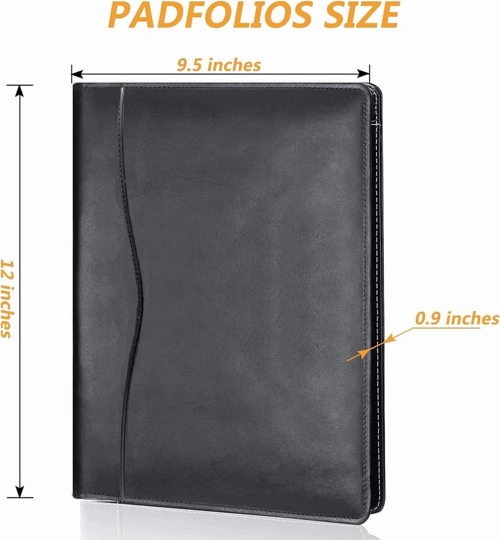 A4 Faux Leather Portfolio Folder Business Organizer Padfolio For Documents - Image 2