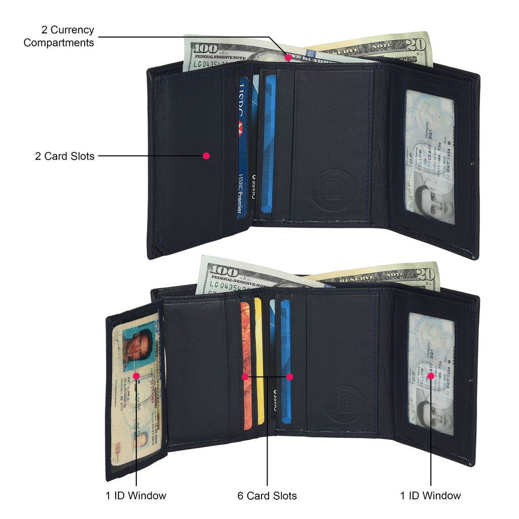 Genuine Leather Trifold Wallets For Men - Mens Trifold Wallet With ID Window Gifts For Men RFID Blocking - Image 4