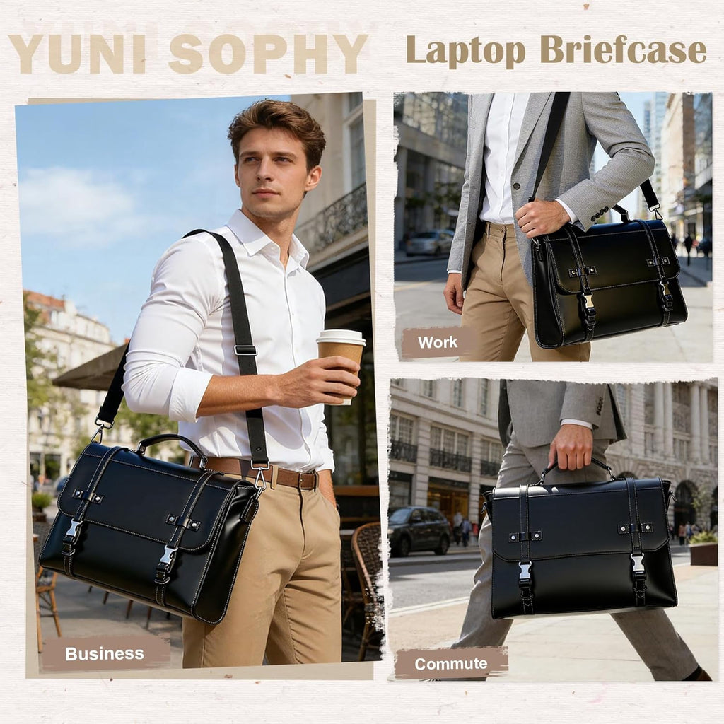 Messenger Bag For Men 17 Inch Vintage Leather Laptop Briefcase body Shoulder Bag For Business Travel Campus Work - Image 2