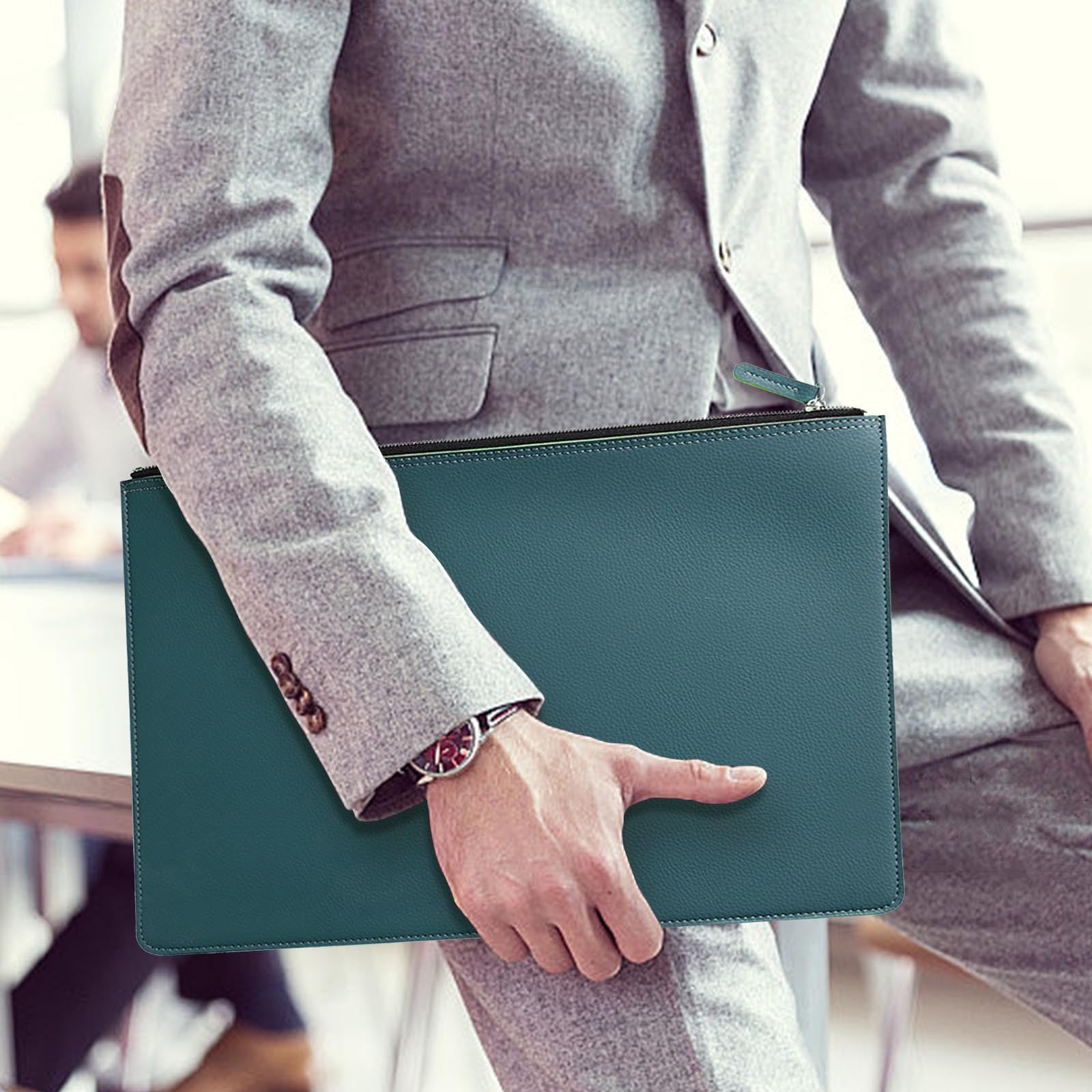 Leather Document Bag - Water-resistant Official Briefcase for Men and Women, Ideal for Business and Travel - Image 4
