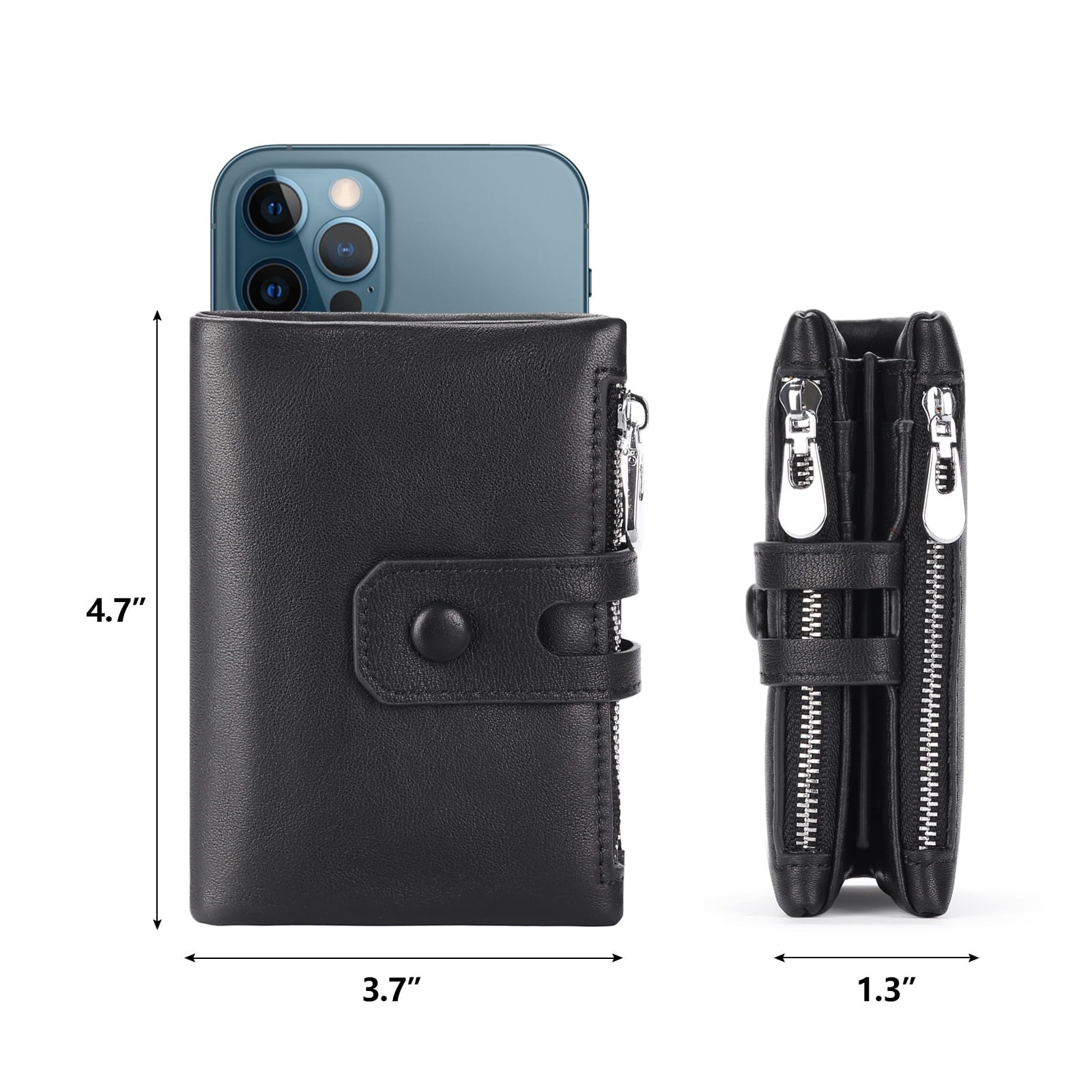Genuine Leather Wallet for Men Large Capacity Men Wallets RFID Blocking ID Window Card Case with Zip Coin Pocket - Image 3