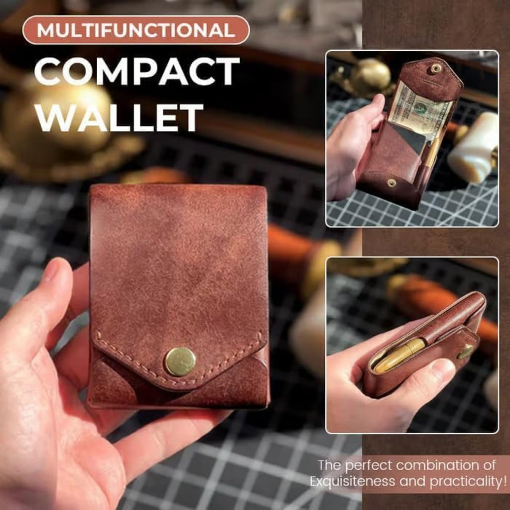 Handmade Leather Card Holder/, Slim Minimalist , Built-In Pen Slot, For Put Flat Banknotes For Daily Commuting, Busin... - Image 2