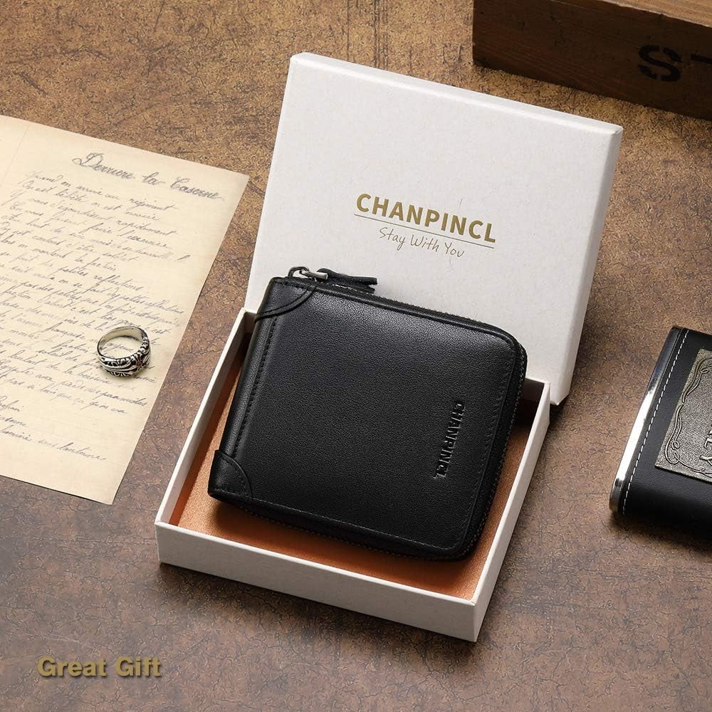 Mens Genuine Leather Zipper Wallet RFID Secure Large Capacity Double Fold Multi-card Leather Wallets for Men and coin purse - Image 3