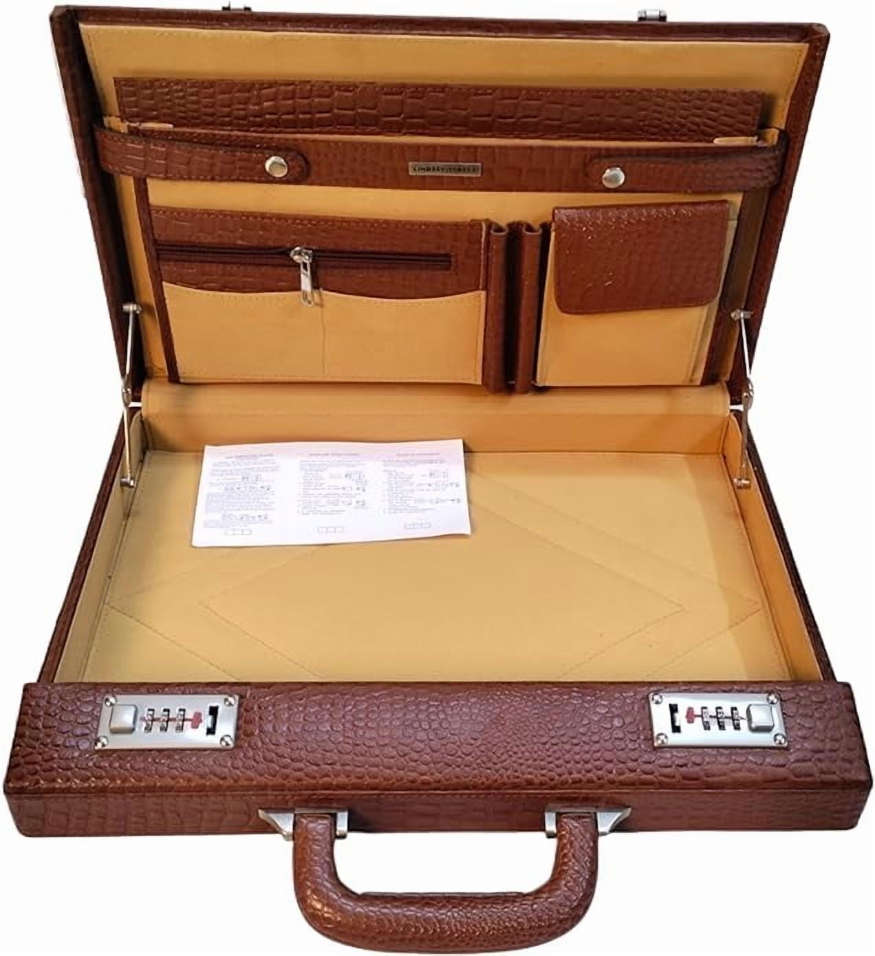 Pure Leather Briefcase Executive Handbag for Men's Leather Attache Briefcase 14 Inch Laptop MacBook Carry Case - Image 2