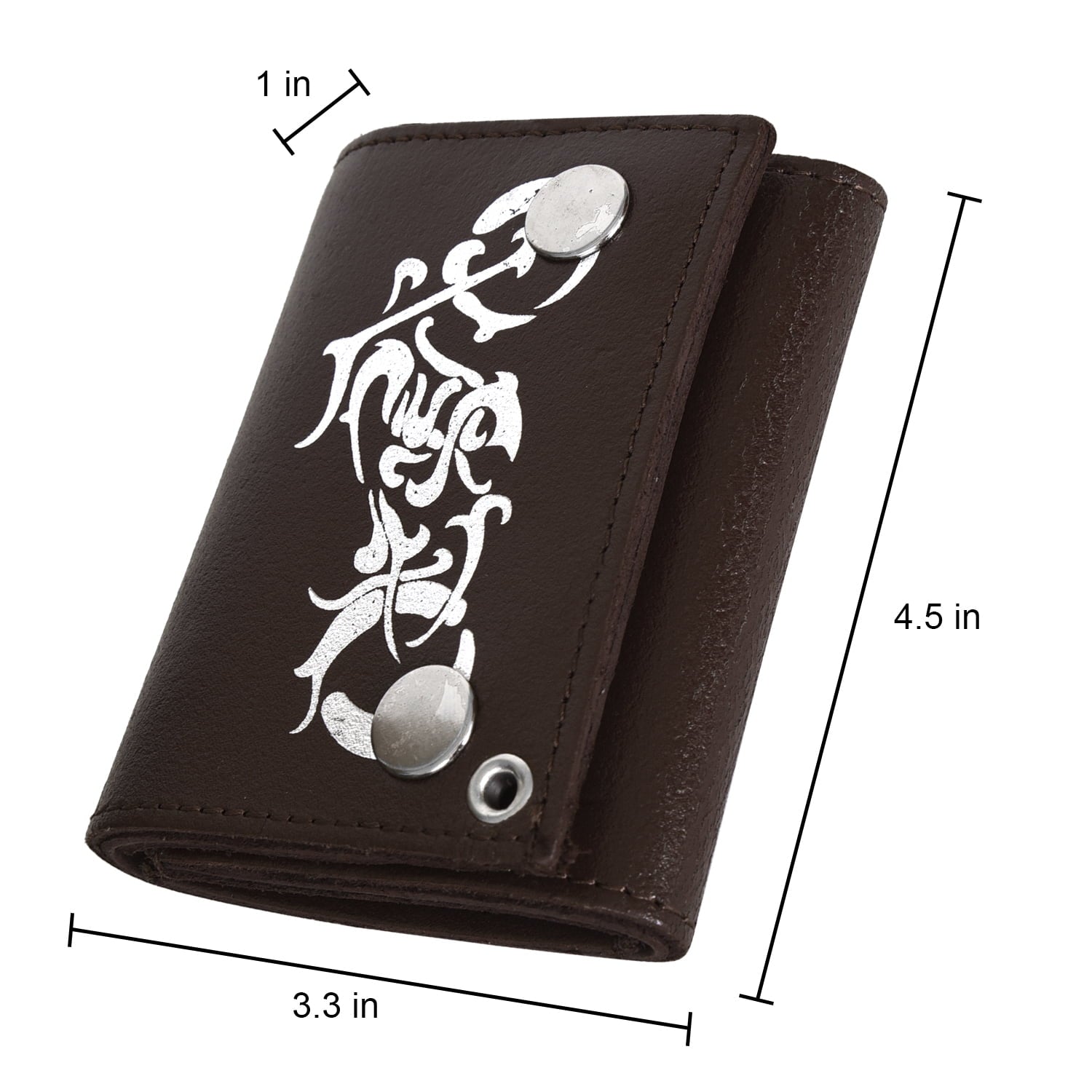 Genuine Leather Men Motorcycle Trifold Wallet Chain Biker, Dark Brown - Image 2
