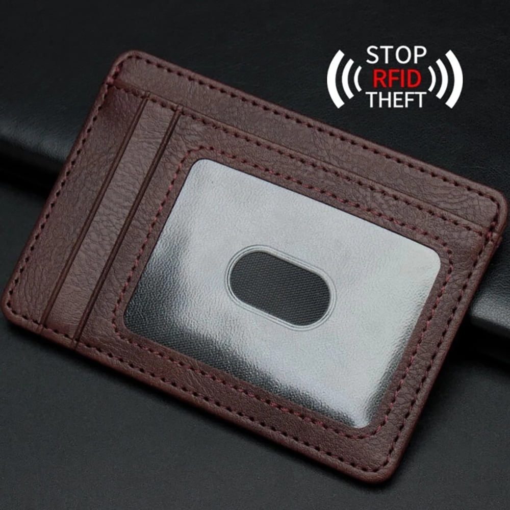 Men's Leather RFID Blocking Wallet with Zipper - Credit Card Holder & ID Purse. (Black) - Image 3