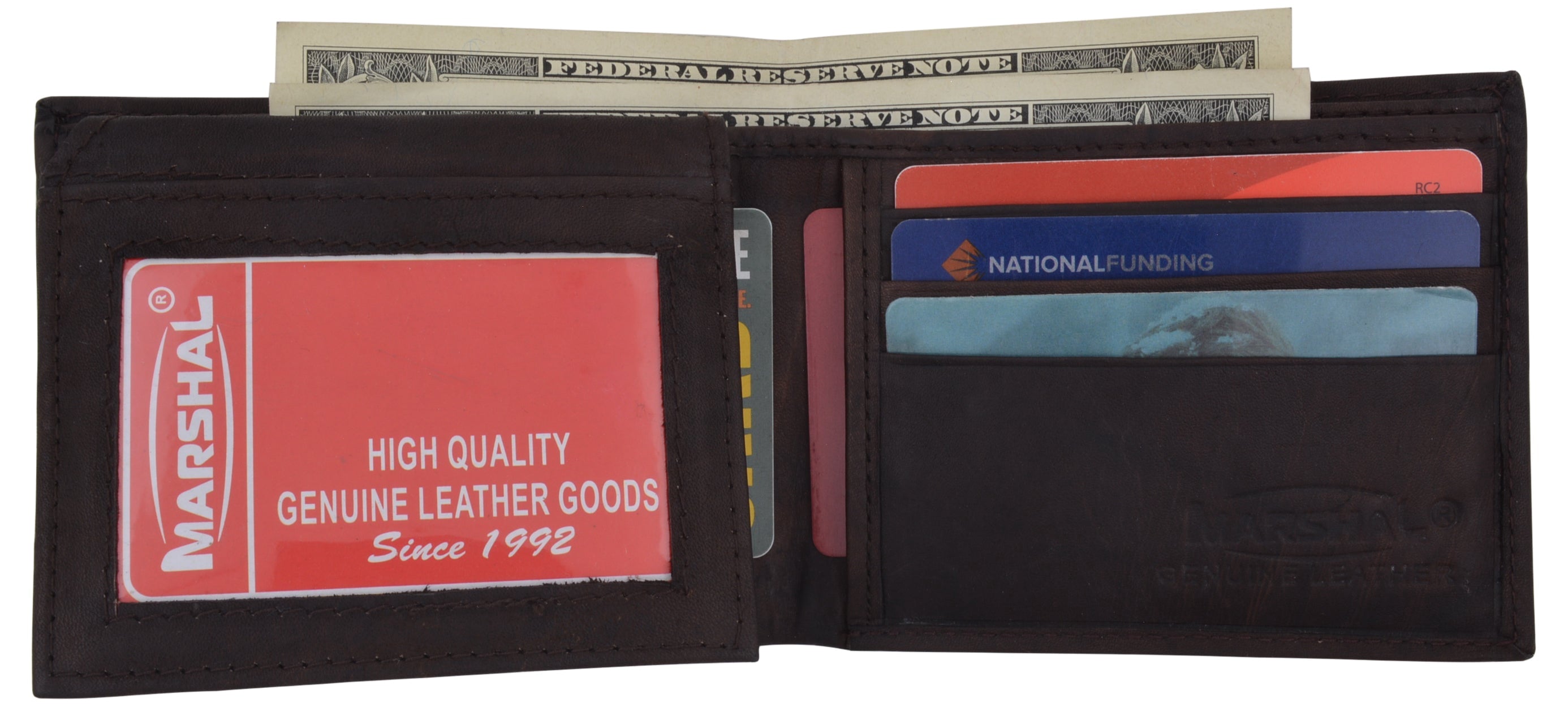 Men's Leather Bifold ID Card Holder Purse Wallet Billfold Handbag Slim Clutch - Image 3