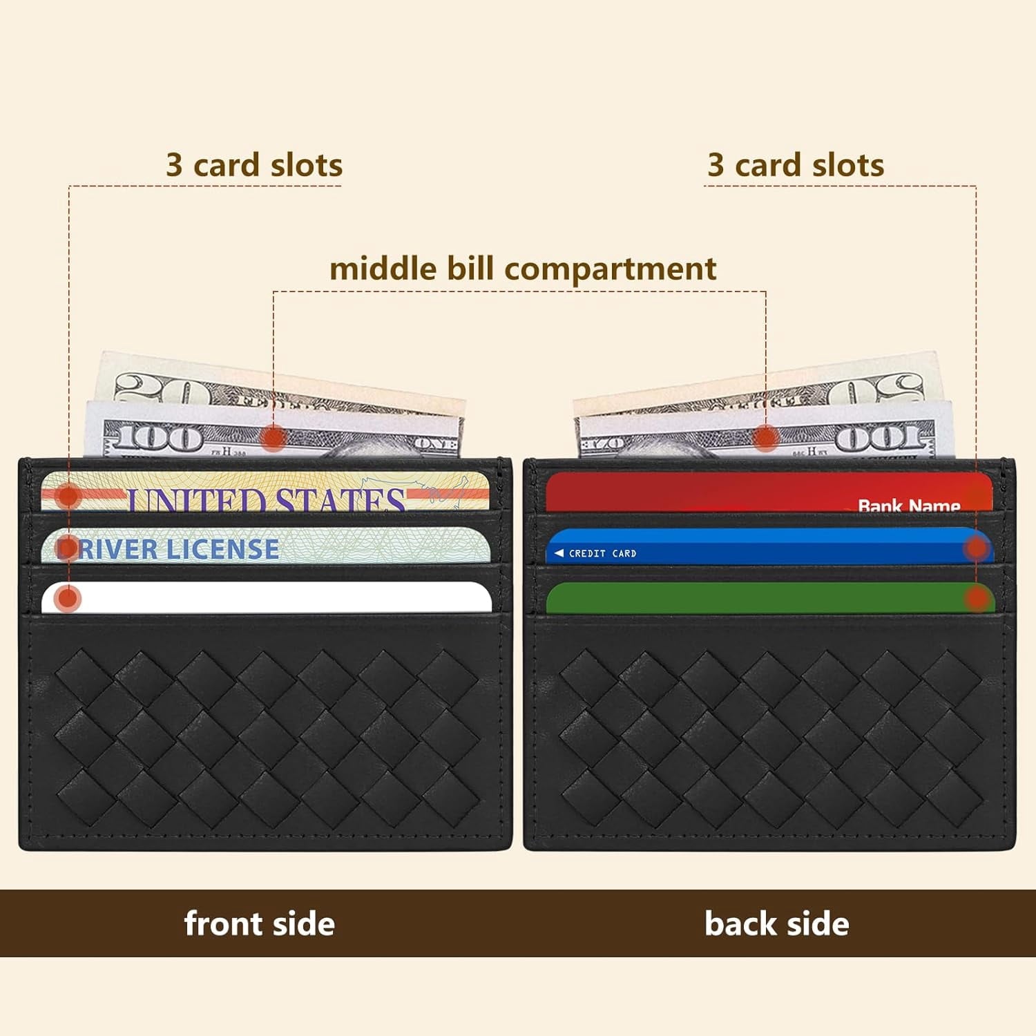 Slim Minimalist Wallet - Credit Card Holder, Leather Front Pocket Wallet Card Case for Men & Women, Grey - Image 3