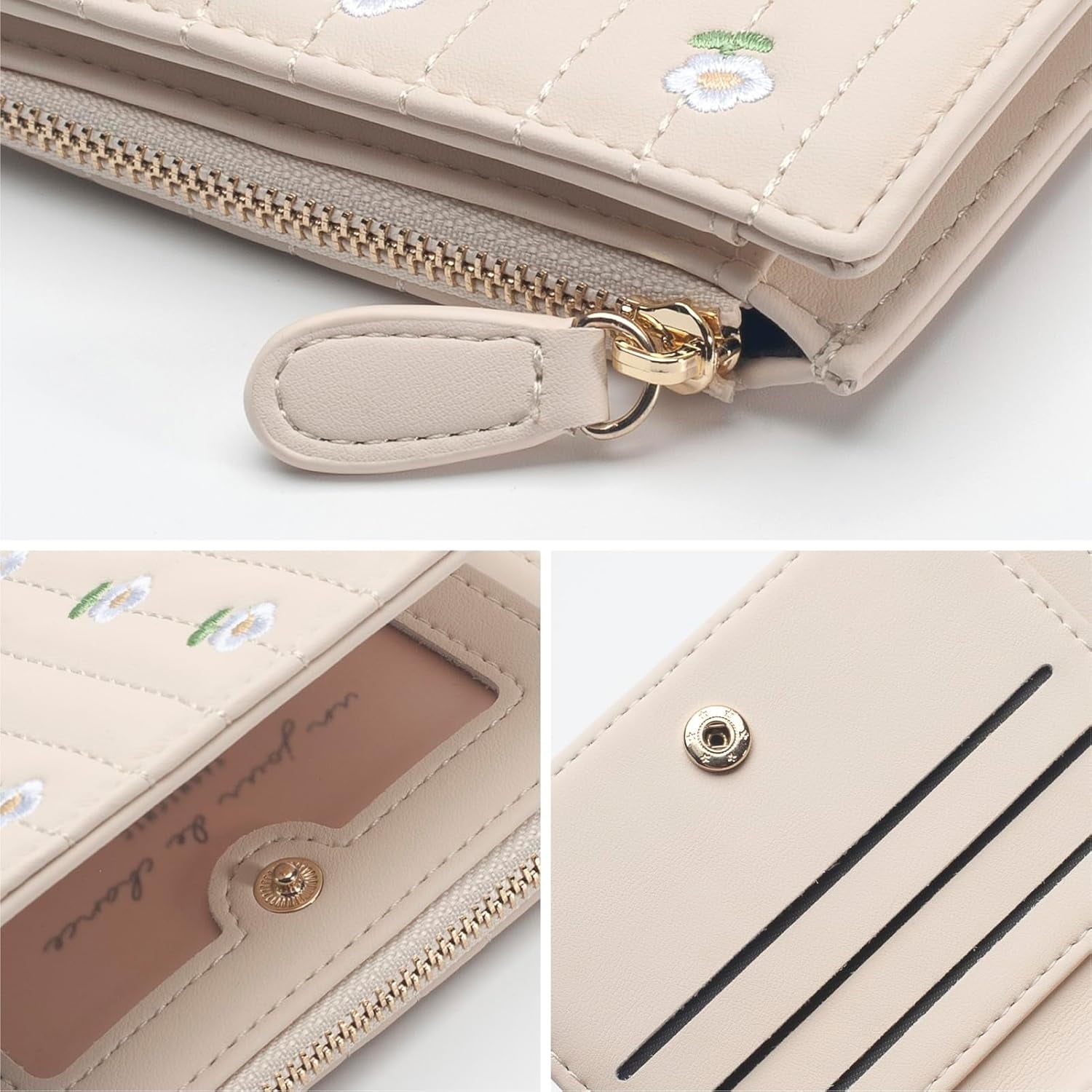 1Pack Small Wallet for Women， Cute RFID Blocking PU Leather Card Holder for Girls Flower， Coin Cash Purse ，Slim Short... - Image 6