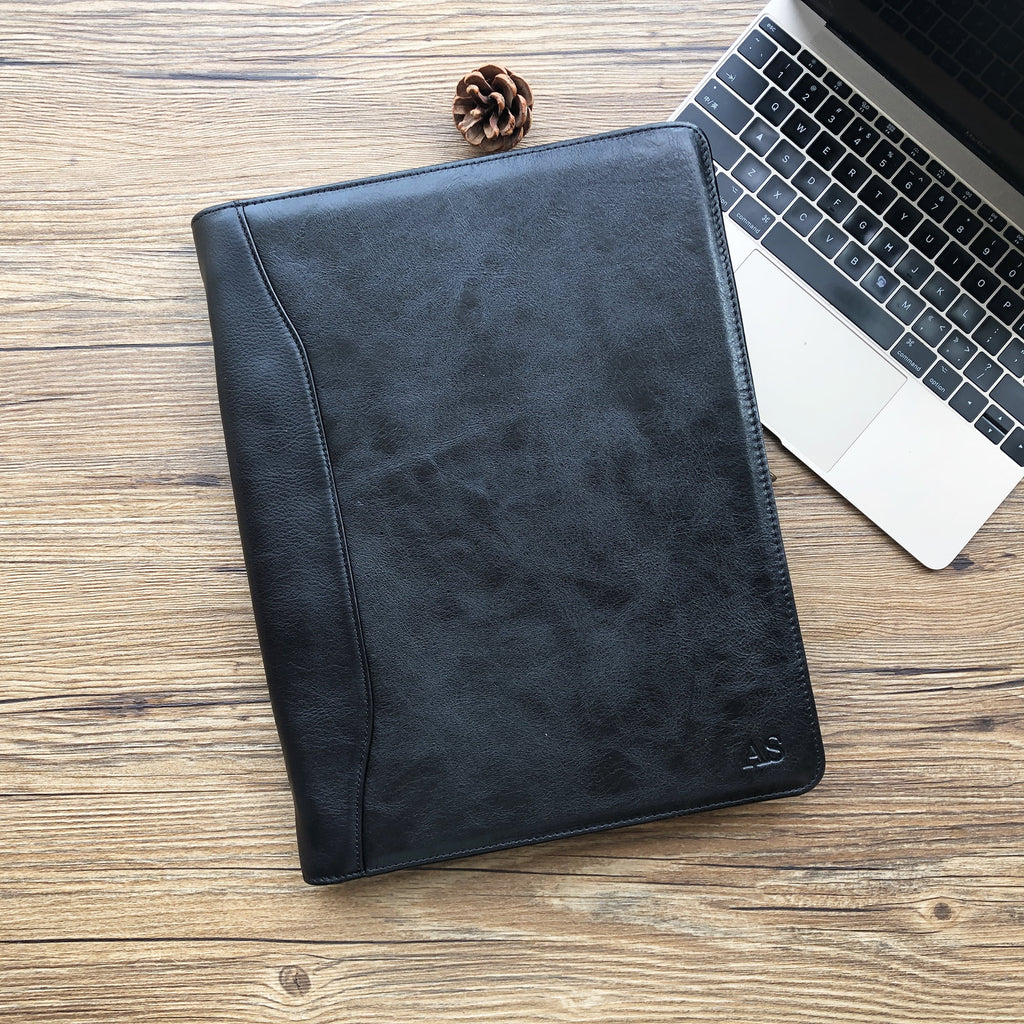 Genuine Leather Portfolio, Zippered Padfolio for Men, Leather Binder for Letter Size Notepad, Portfolio for Women, Business Organizer A4 Doc - Image 2