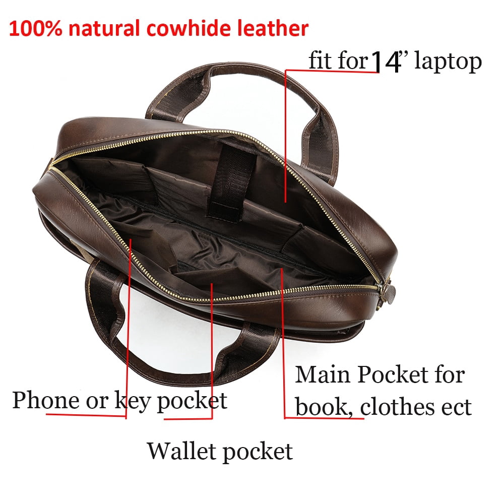 Men's Bag Genuine Leather Men Briefcase for Laptop 14 Inch Messenger Men's Leather Bag Business Portfolio for Documen... - Image 6