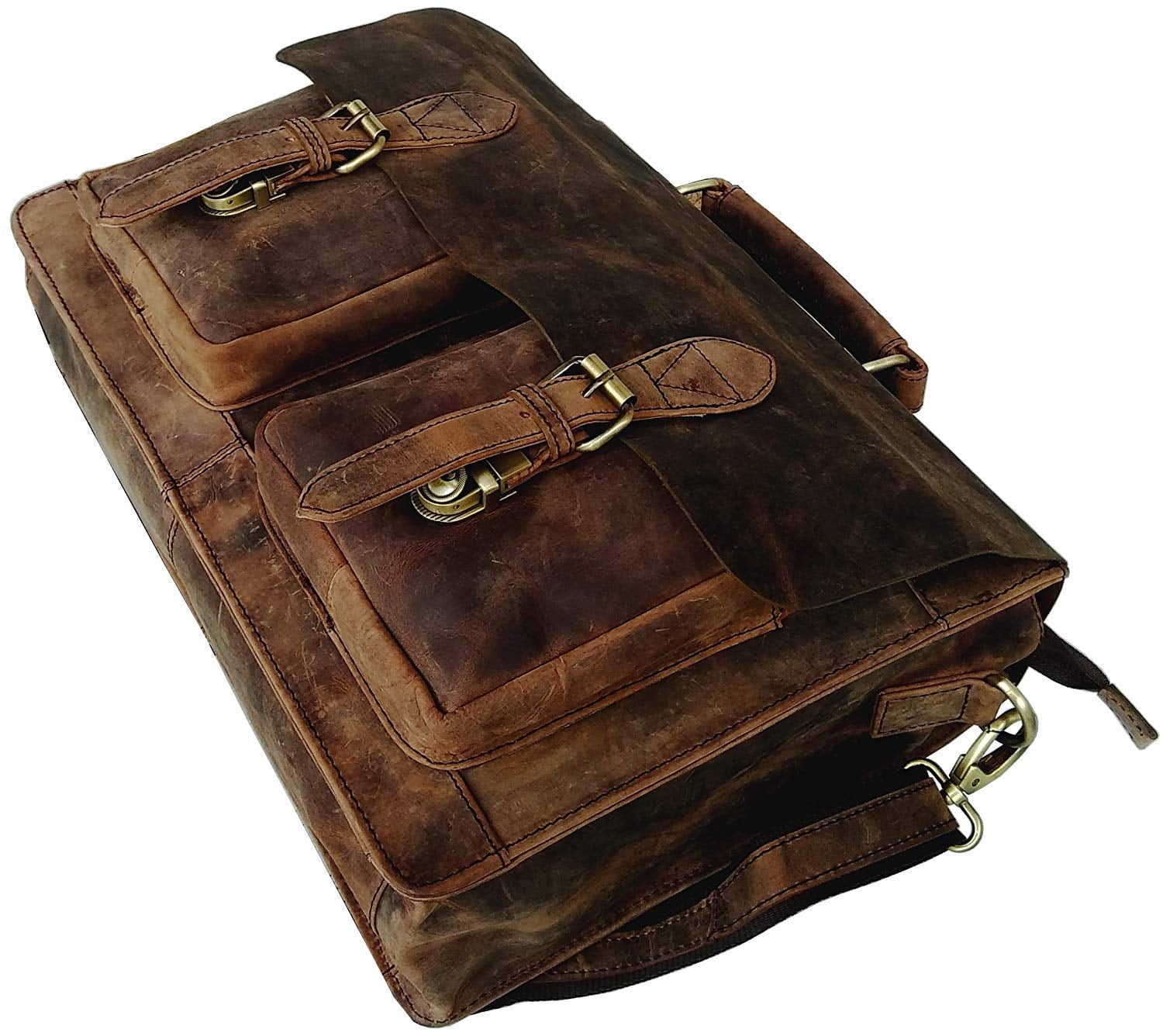 Cuero Retro Buffalo Hunter Leather Laptop Messenger Bag Office Briefcase Travel Bag (Rich Brown) 18 inch X 13 inch X ... - Image 6