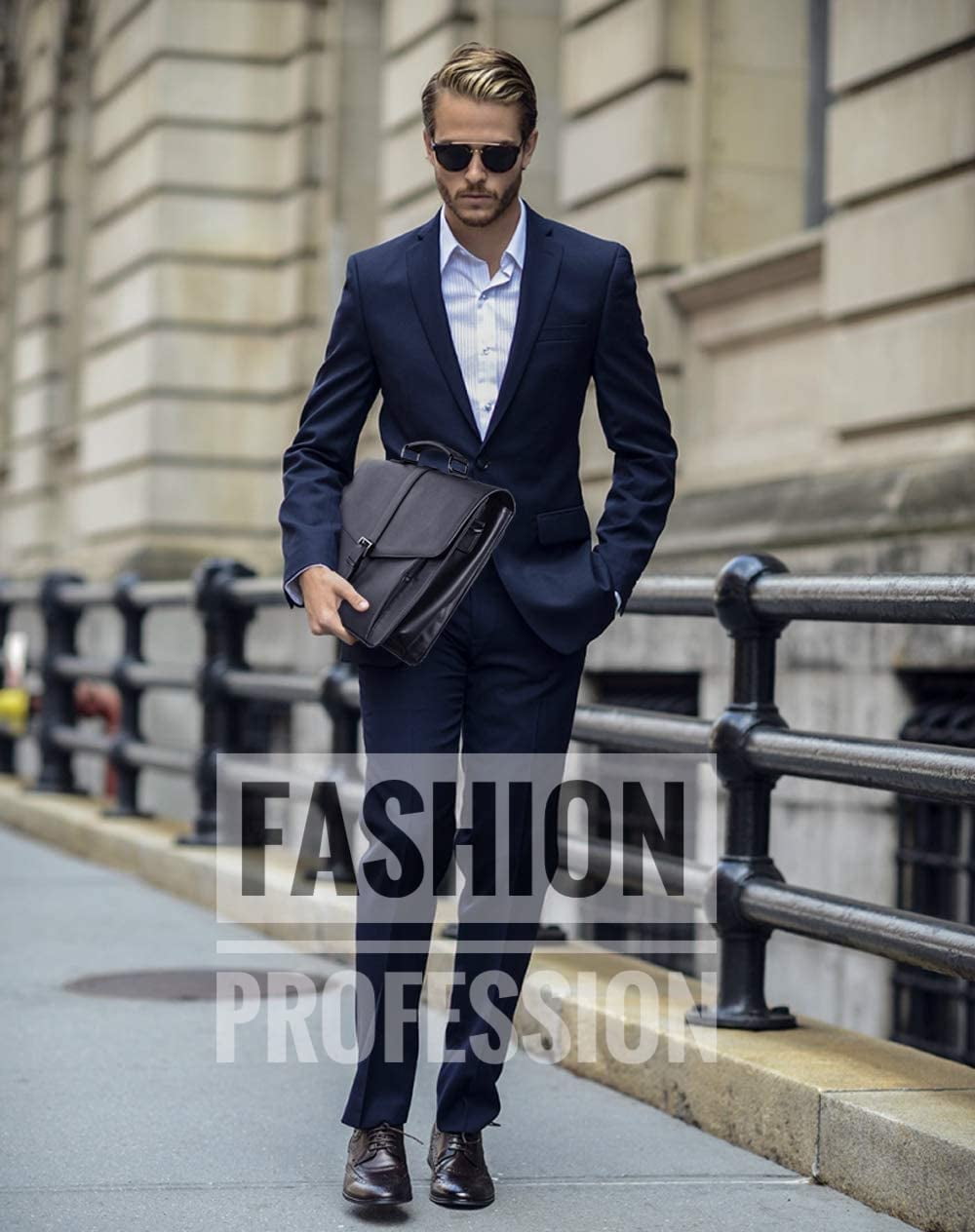 Durable Vegan Leather Laptop Briefcase for Men - Business Travel Bag with Padded Compartment for 15.6 Inch Laptop, Black - Image 4