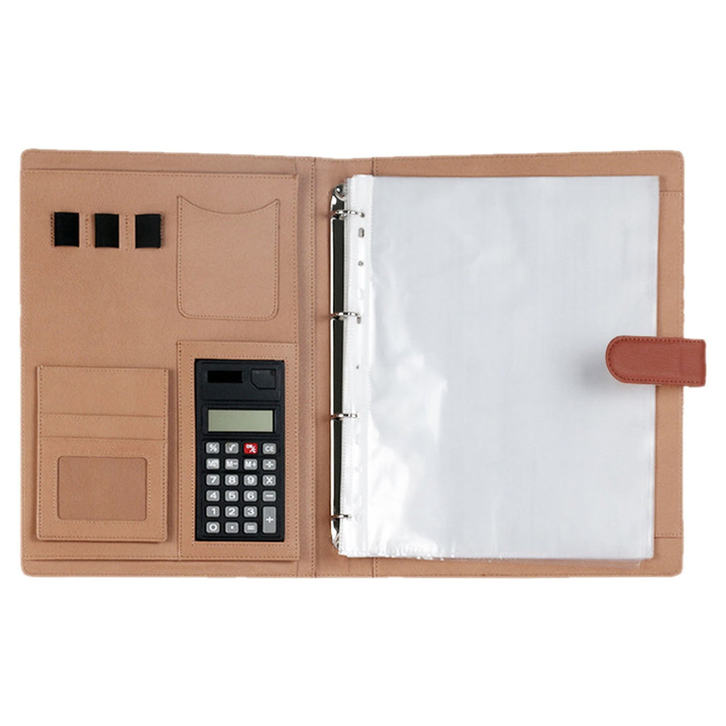 CoreLiving Professional Leather Folder Portfolio, Resume Document Binder with Notepad, Calculator Storage and Multi-Pocket Organizer for Bus - Image 3