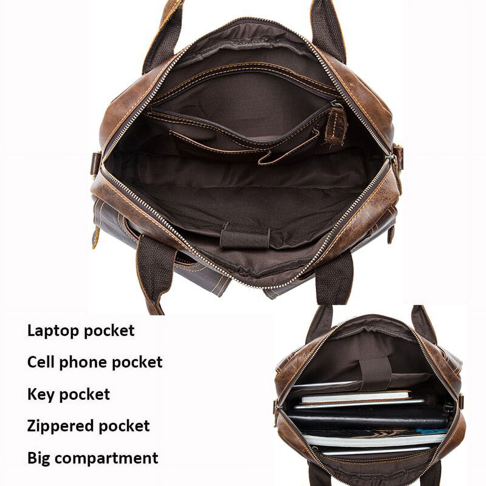 Men's Briefcases Bags Men's Genuine Leather Laptop Bag Messenger Bag Men Leather office Bags for Men Document Bag Bus... - Image 5