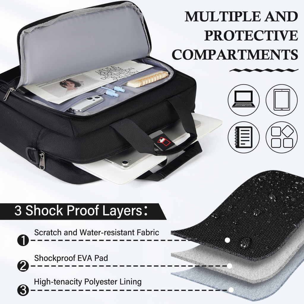 Laptop Bag 17.3 Inch Laptop Briefcase for Men Women Large Waterproof Laptop Case Business Office Work Computer Bag Adjustable Shoulder Messe - Image 6