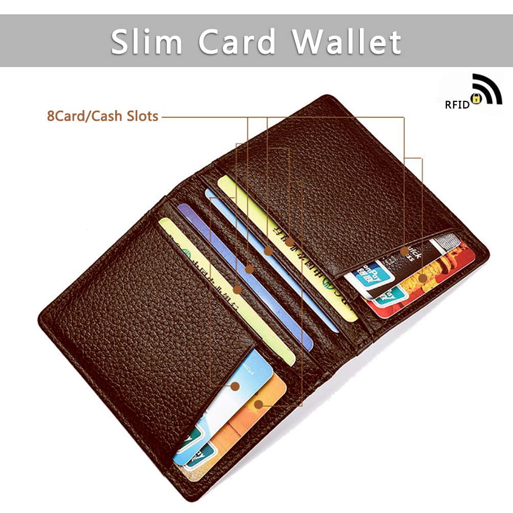 Ultra Thin Leather Credit Card Case, Credit Card Holder with ID Window, Slim Minimalist, Suitable for Daily Use, Wallets with 8 Card Slots a - Image 4