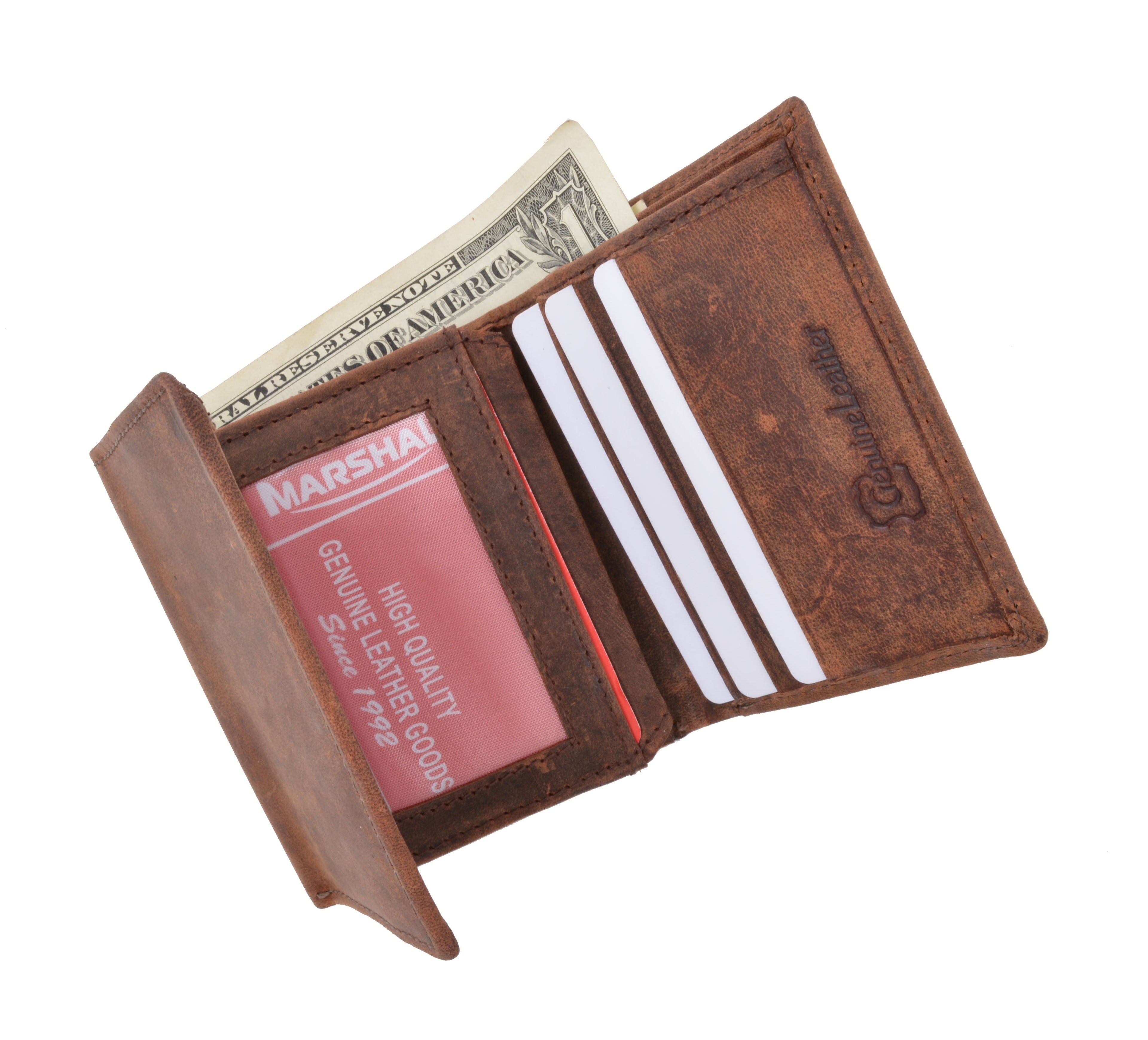 New RFID Blocking Mens Vintage Soft Genuine Leather Classic Trifold Wallet - Image 6