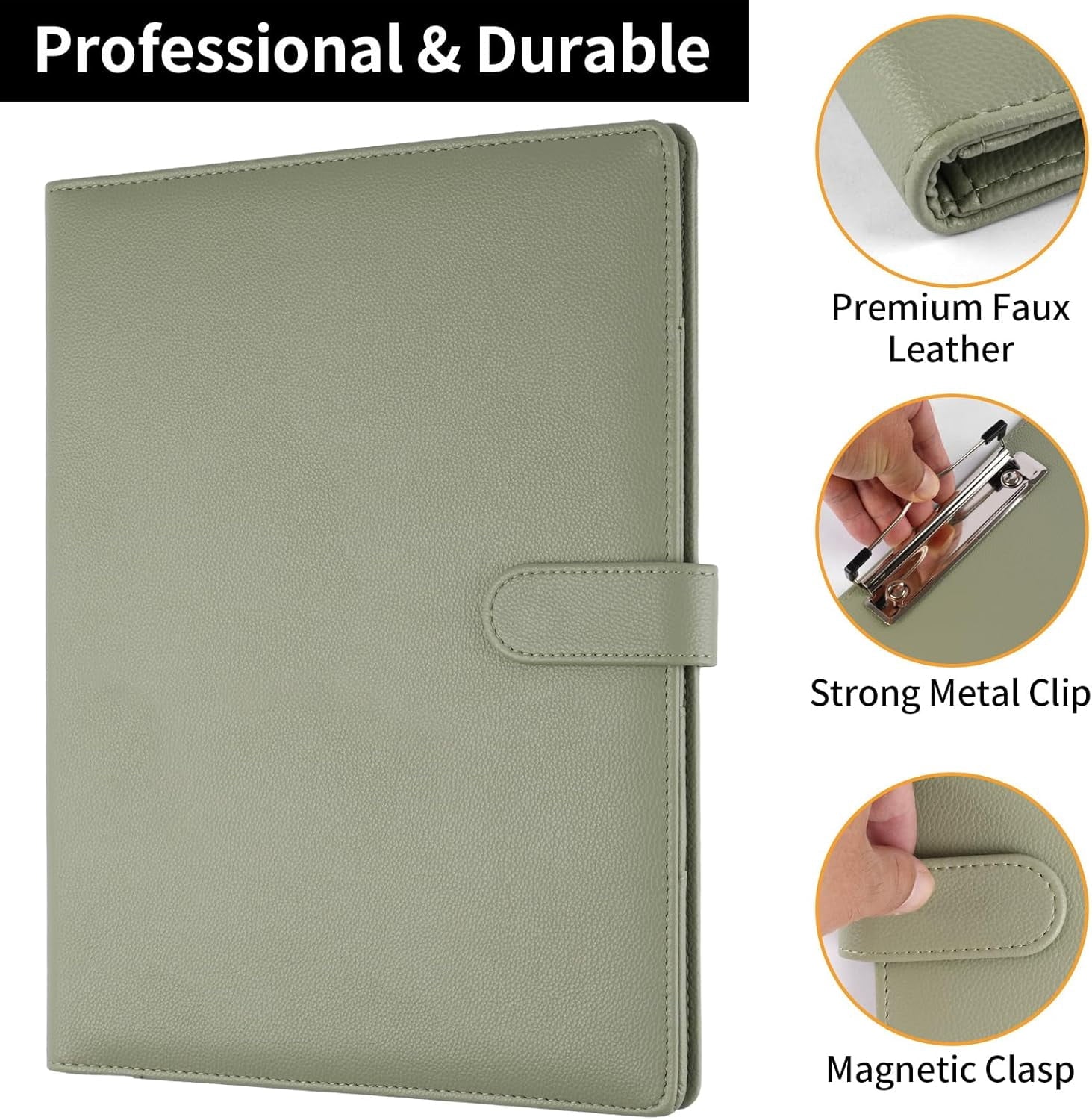 Professional Padfolio with Clipboard, Faux Leather Portfolio Folder Binder, Legal Pad Holder for A4 Letter Size Notep... - Image 6